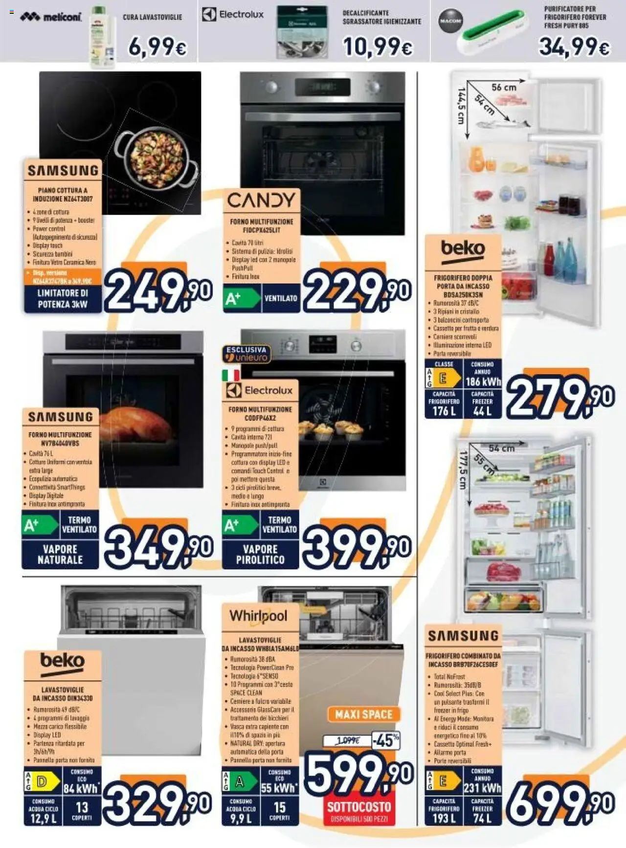 Volantino Unieuro del 03.10.2025 | Pagina: 23 | Prodotti: Sgrassatore, Acqua, Piano cottura, Frigorifero combinato