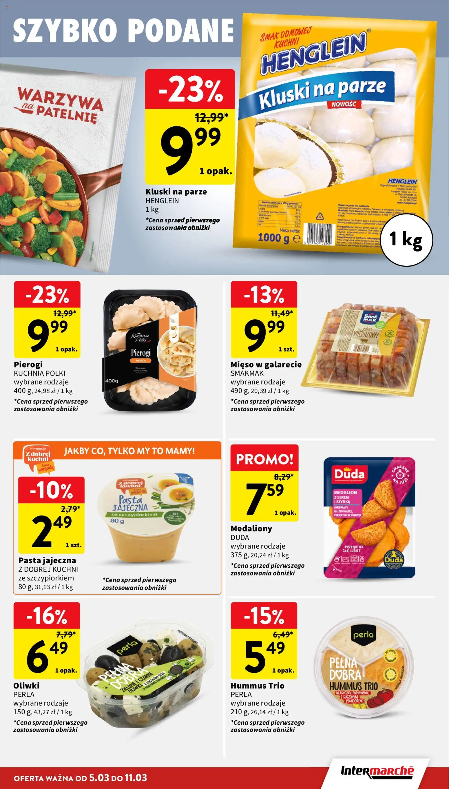 Intermarche gazetka od 05.03.2026 | Strona: 23 | Produkty: Mięso, Kluski na parze, Szynka, Patelnie