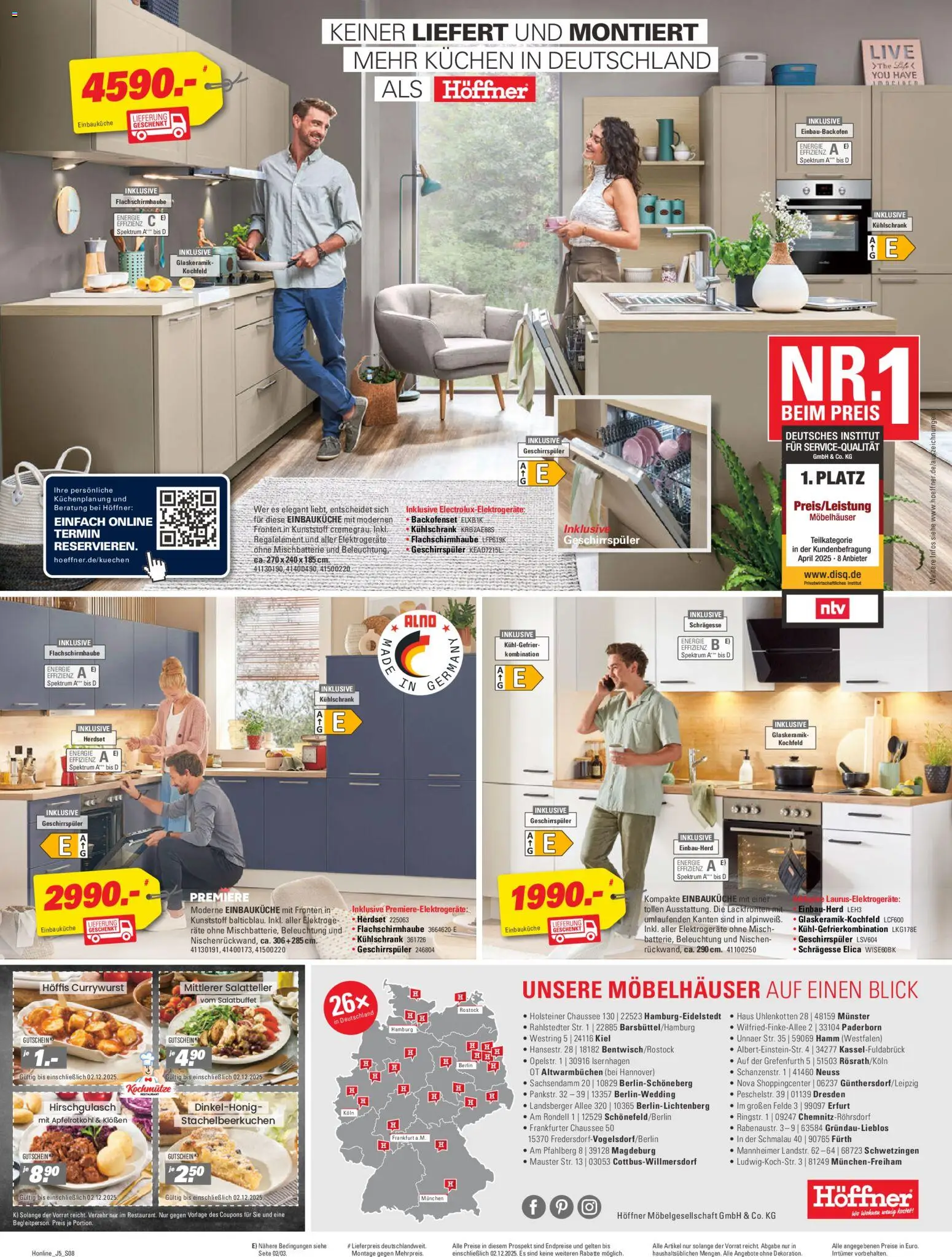 Höffner - Black Friday – gültig ab 19.11.2025 | Seite: 8 | Produkte: Geschirrspüler, Einbauküche, Kühlgefrierkombination, Kuchen