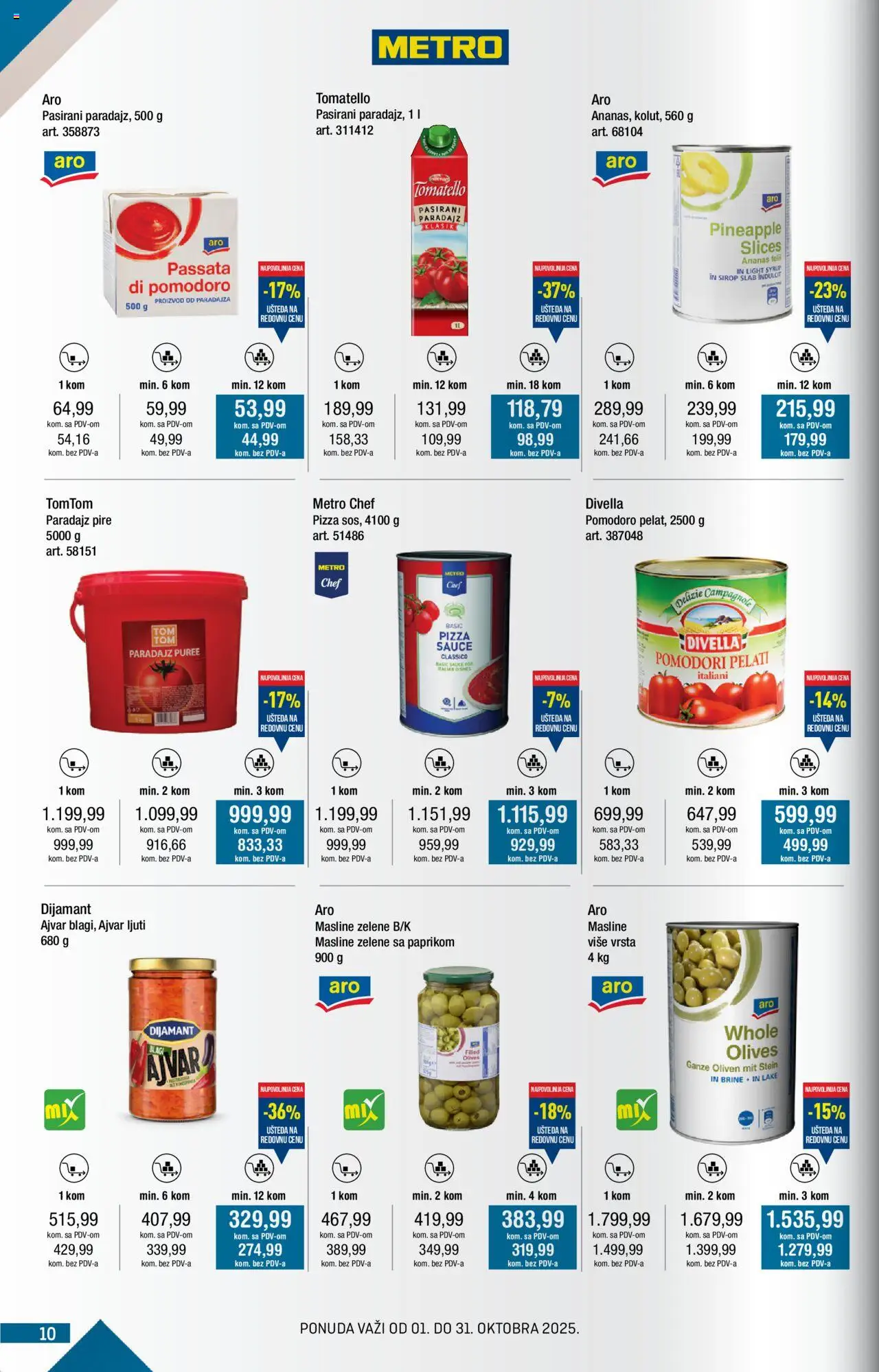 Metro katalog - važi od 01.10.2025 | Strana: 10 | Proizvode: Ananas, Masline, Ajvar, Paradajz