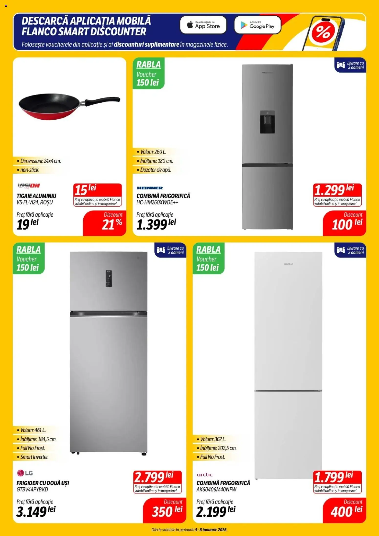 Noul catalog Flanco – valabil de la 05.01.2026 | Pagină: 7 | Produse: Frigider, Tigaie, Combină frigorifică