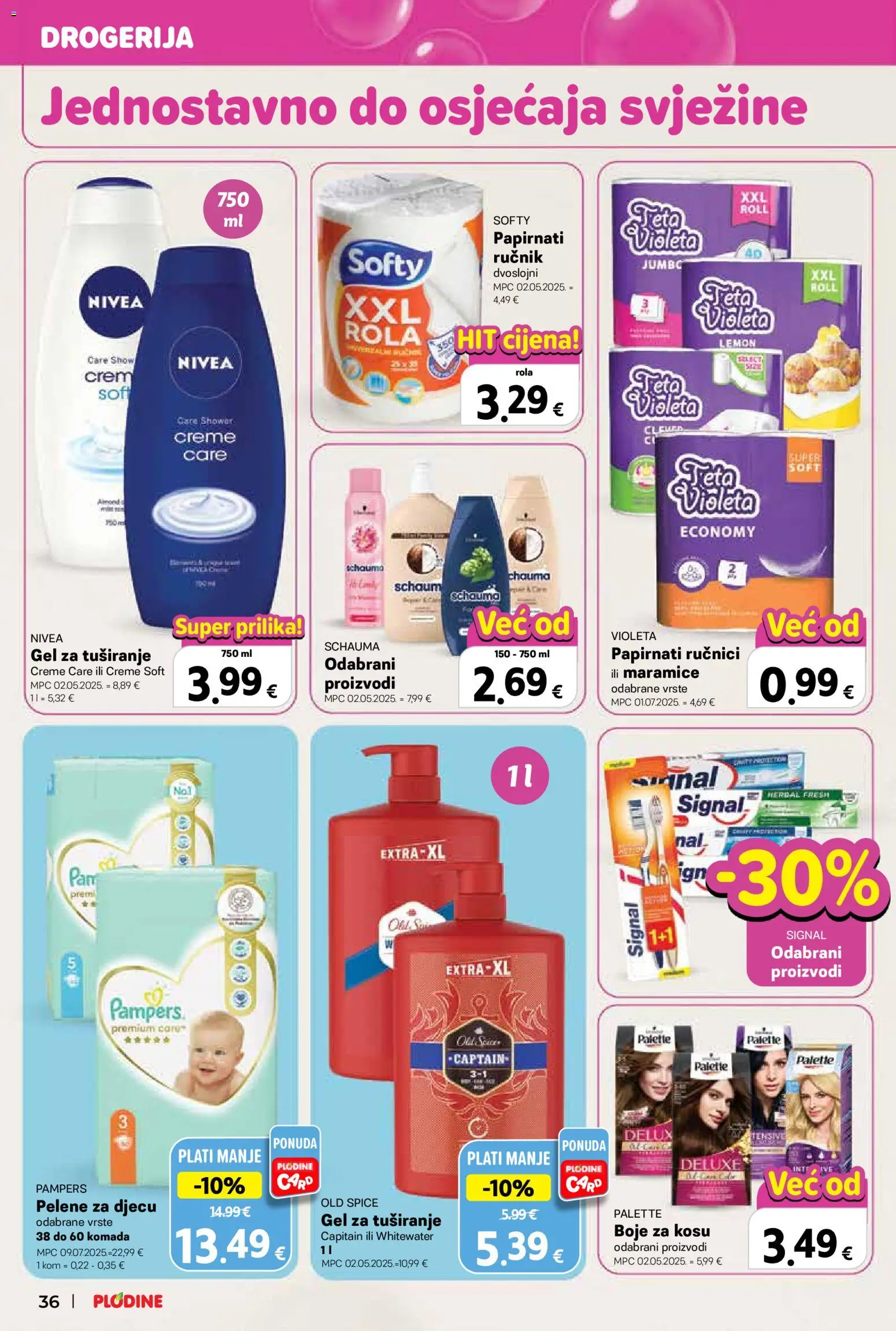 Plodine katalog | vrijedi od 05.11.2025 | Stranica: 36 | Proizvodi: Papirnati ručnici, Ručnik, Nivea, Violeta