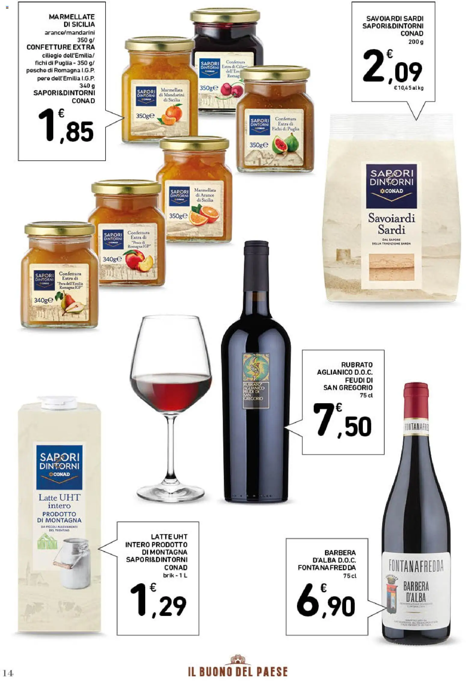 Volantino Conad del 29.01.2026 | Pagina: 14 | Prodotti: Latte, Marmellata, Savoiardi