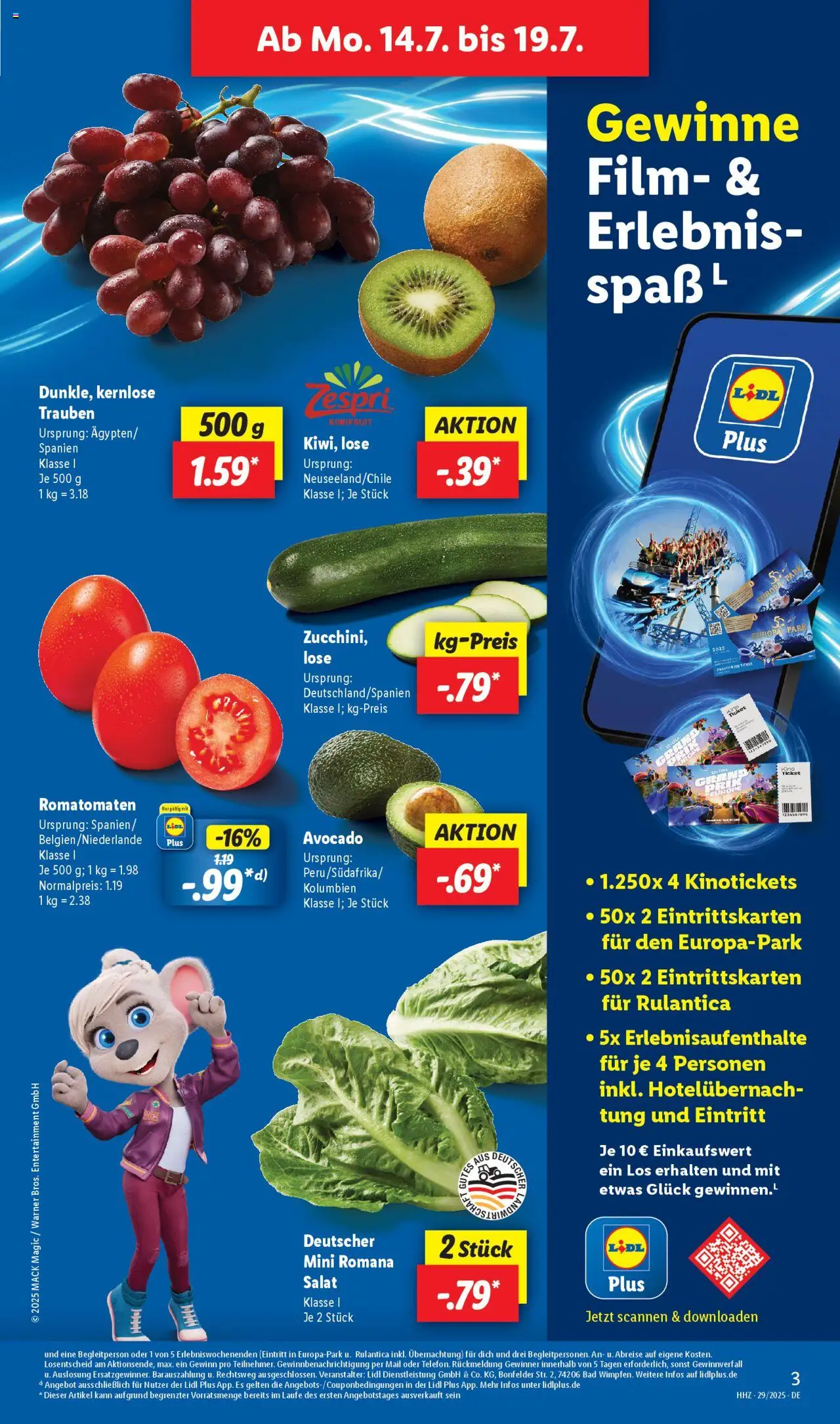 Lidl Prospekt Heppenheim - gültig ab dem 14.07.2025 | Seite: 3 | Produkte: Trauben, Bad, Avocado, Salat