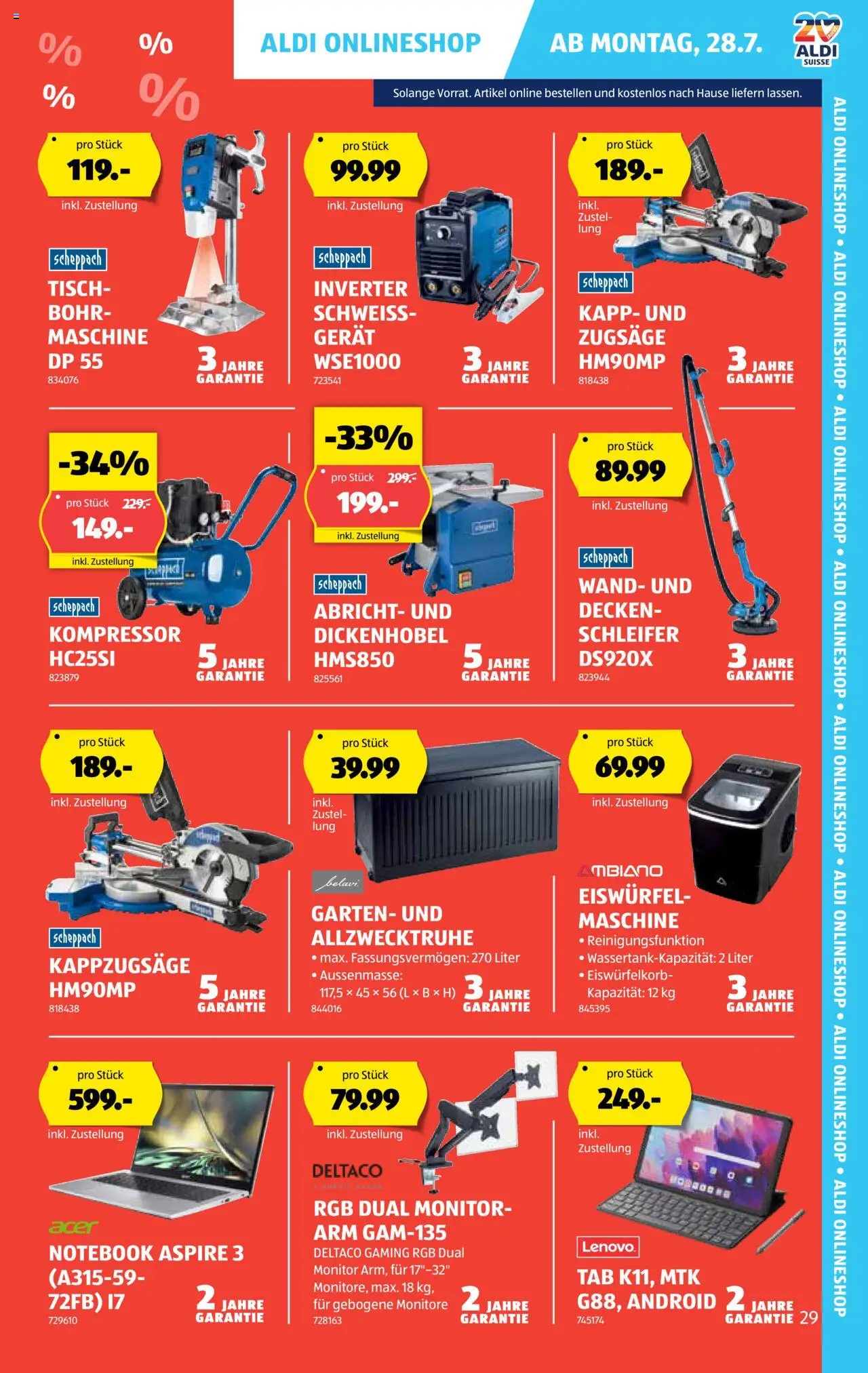 Aldi Aktionen ab 24.07.2025 | Seite: 30 | Produkte: Notebook, Monitor, Lenovo, Schleifer