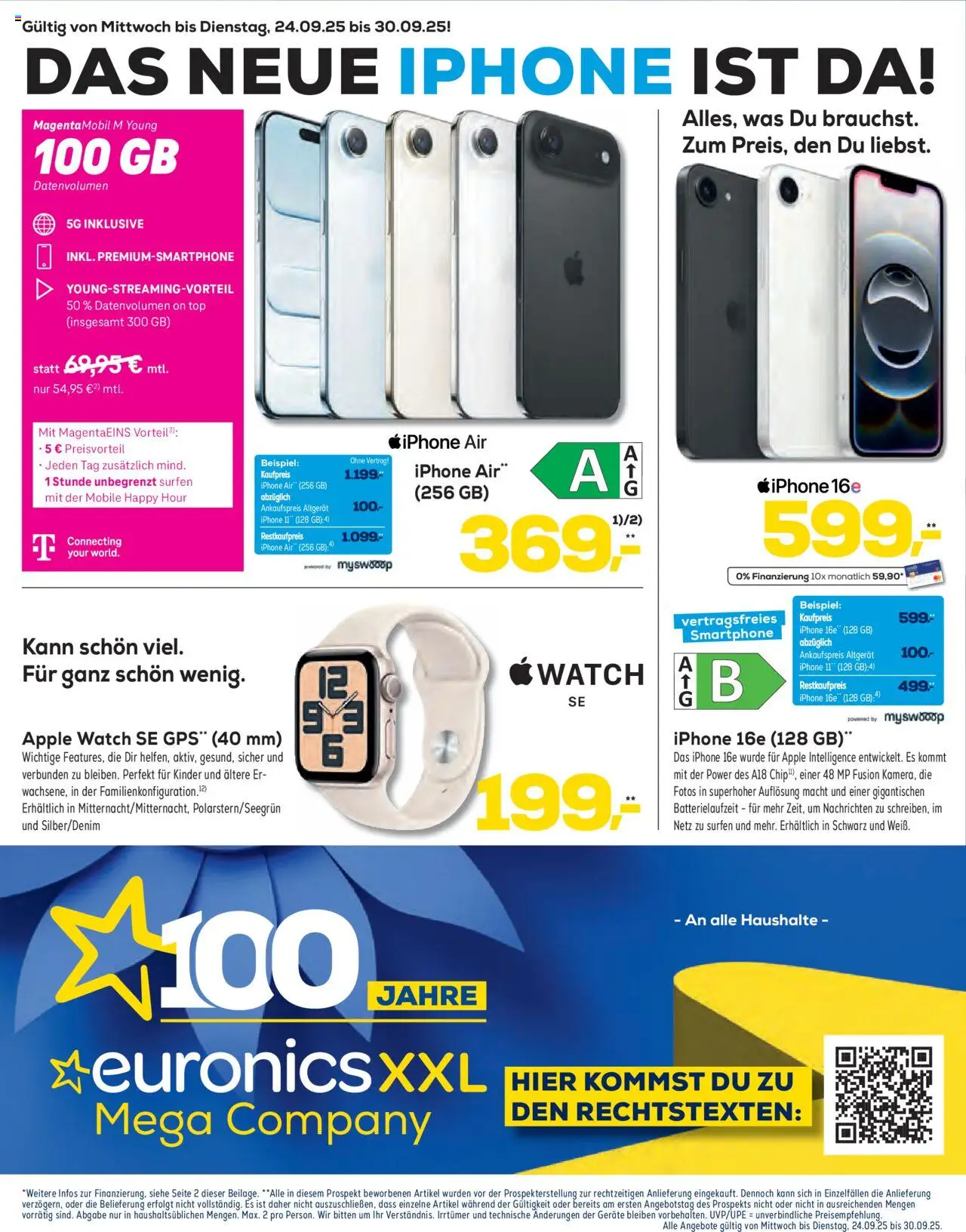 Euronics  Unsere aktuelle Beilage – gültig ab 24.09.2025 | Seite: 1 | Produkte: Top, Iphone, Apple, Smartphone