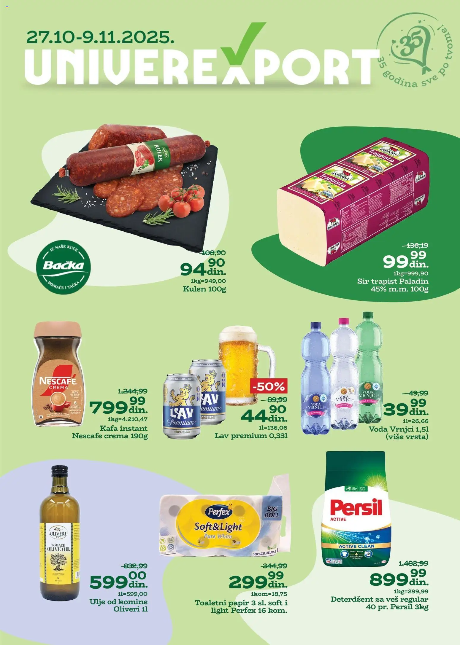 Univerexport katalog - važi od 27.10.2025 | Strana: 1 | Proizvode: Deterdžent, Sir, Ulje, Persil