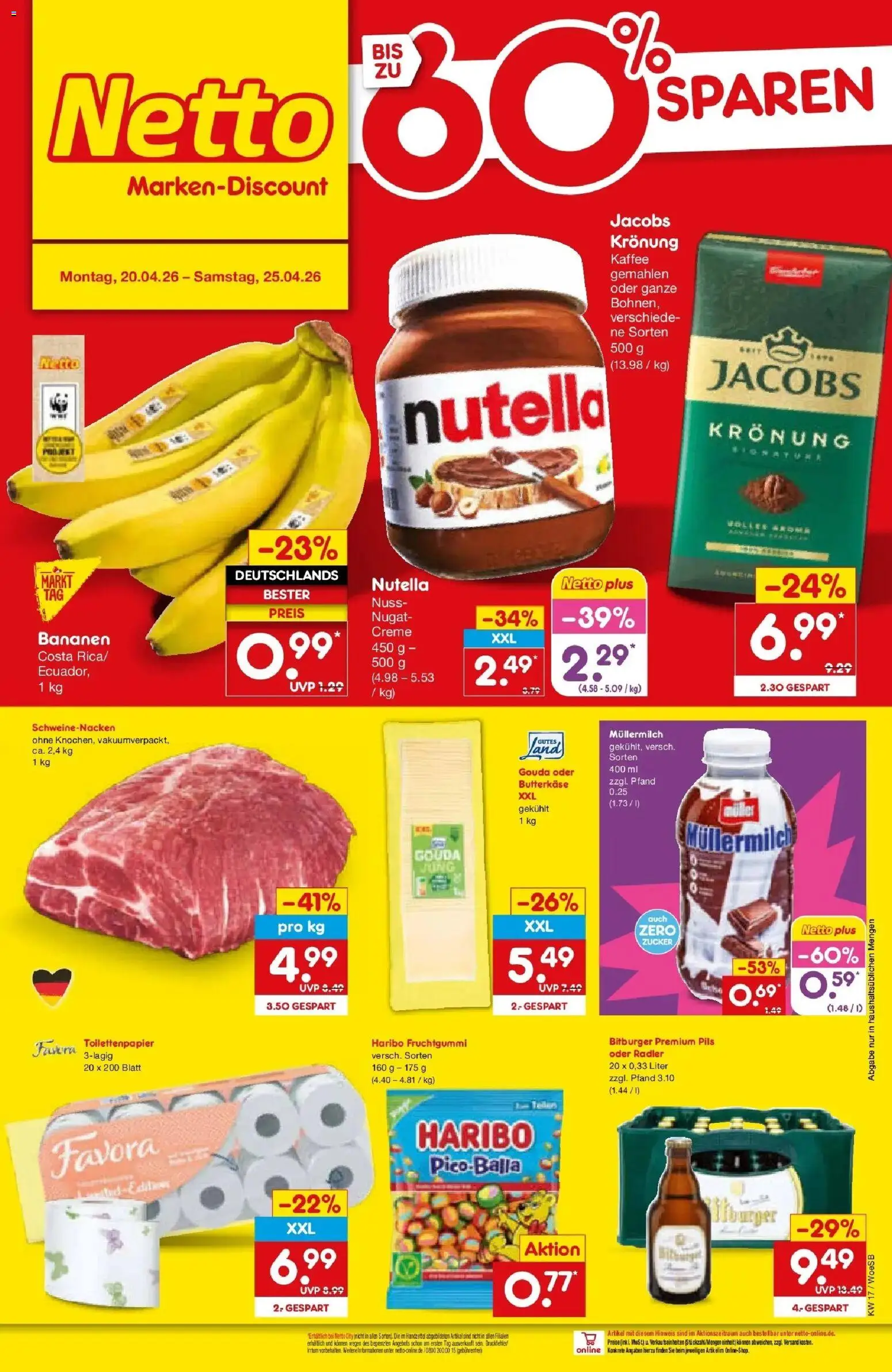 Netto Marken-Discount Prospekt Katzweiler	 – gültig ab 20.04.2026 | Seite: 28 | Produkte: Haribo, Schweinenacken, Creme, Radler