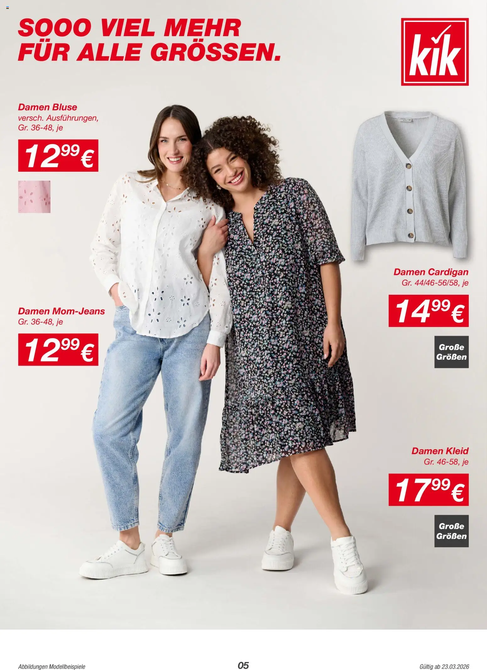 Kik Prospekt 	 – gültig ab 23.03.2026 | Seite: 5 | Produkte: Cardigan, Bluse, Kleid