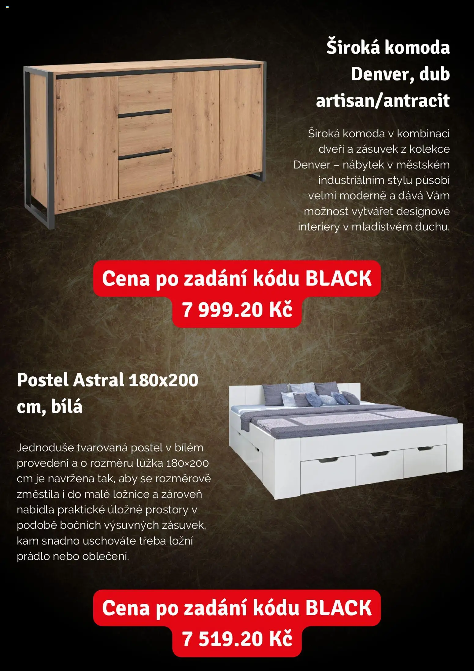 ASKO nábytek Black Friday od 28.11.2025 | Strana: 5 | Produkty: Nábytek, Postel, Komoda