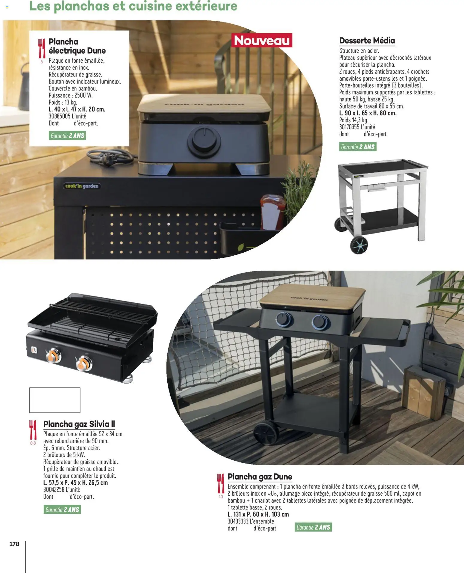 {H1} | Page: 178 | Produits: Tablette, Plancha, Plateau, Poids