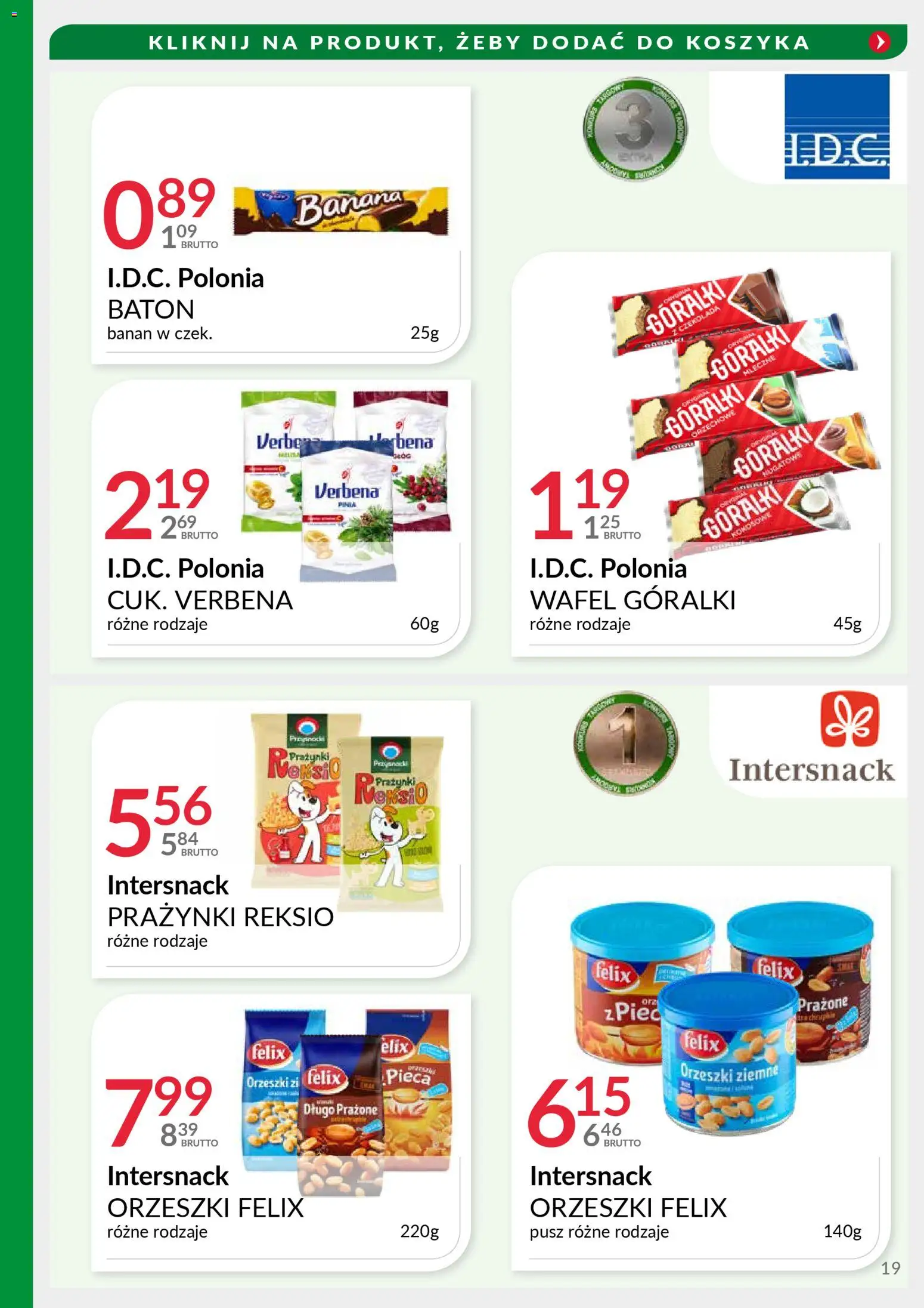 Eurocash Gazetka - Targi Jesień od 17.11.2025 | Strona: 19 | Produkty: Baton, Orzeszki ziemne, Czekolada, Banan