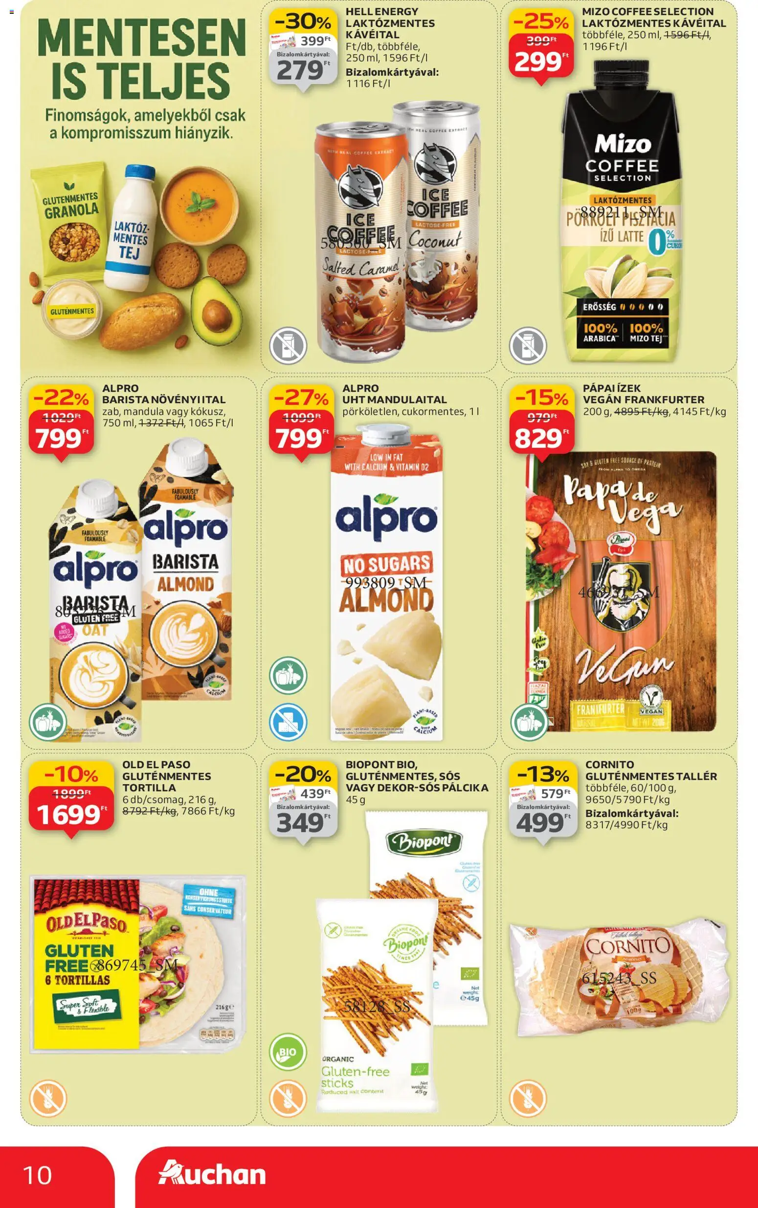 Auchan akciós ujság - amely érvényes a következő dátumtól: 27.12.2025 | Oldal: 10 | Termékek: Tortilla, Granola, Tej, Gluténmentes
