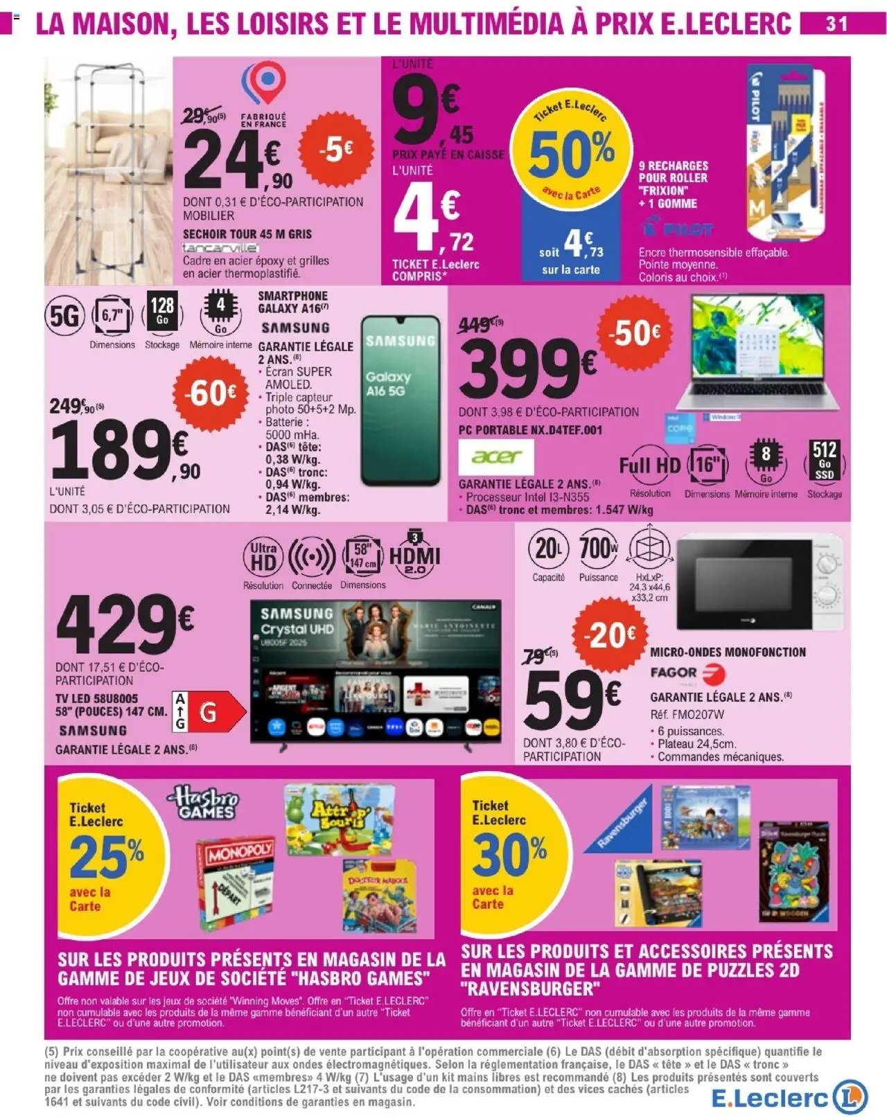 {H1} | Page: 31 | Produits: Télévision, Plateau, TV led, Jeux de société