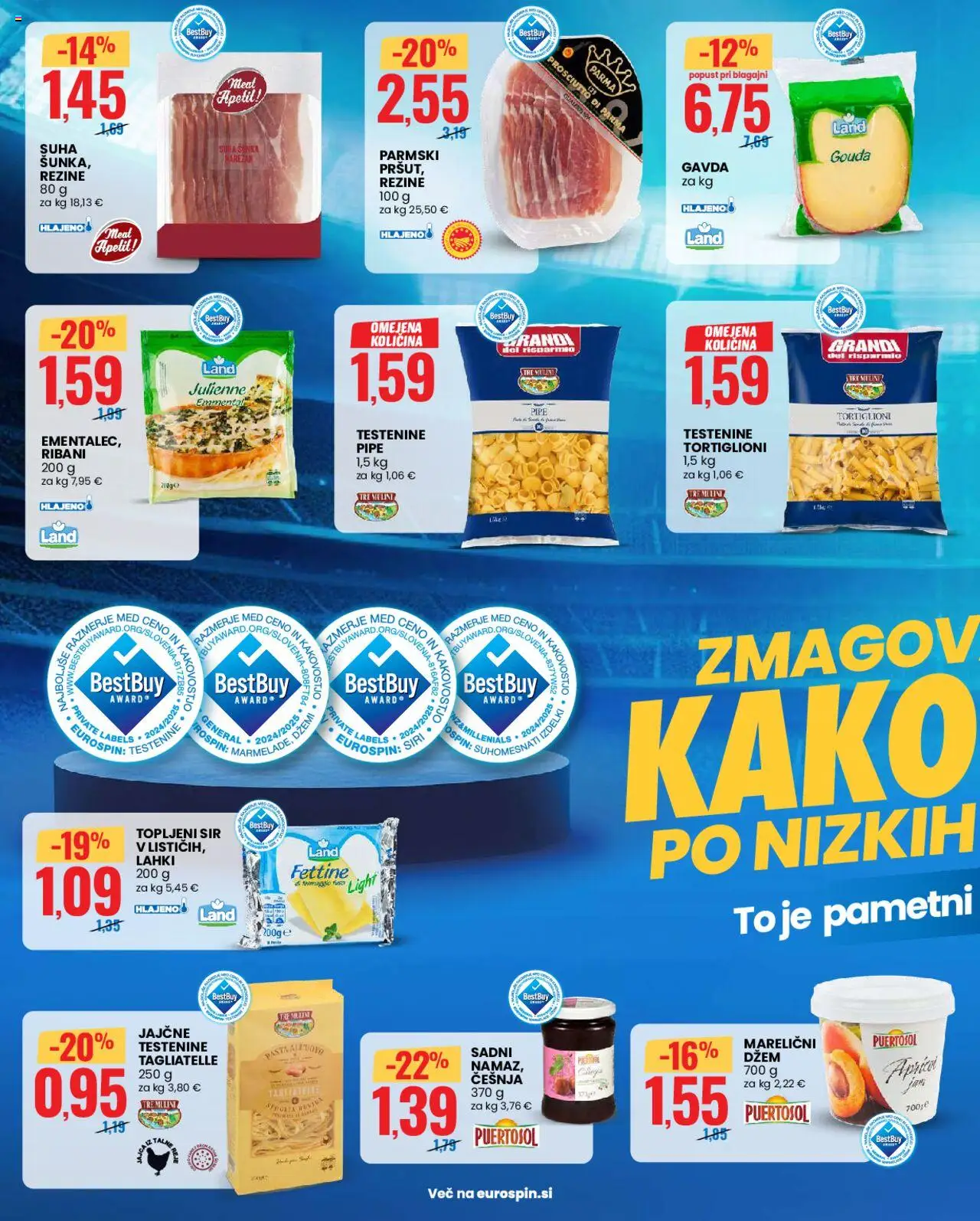 Novi Eurospin katalog ponudbe – veljaven od 25.09.2025 | Stran: 4 | Izdelki: Topljeni sir, Džem, Sir, Testenine