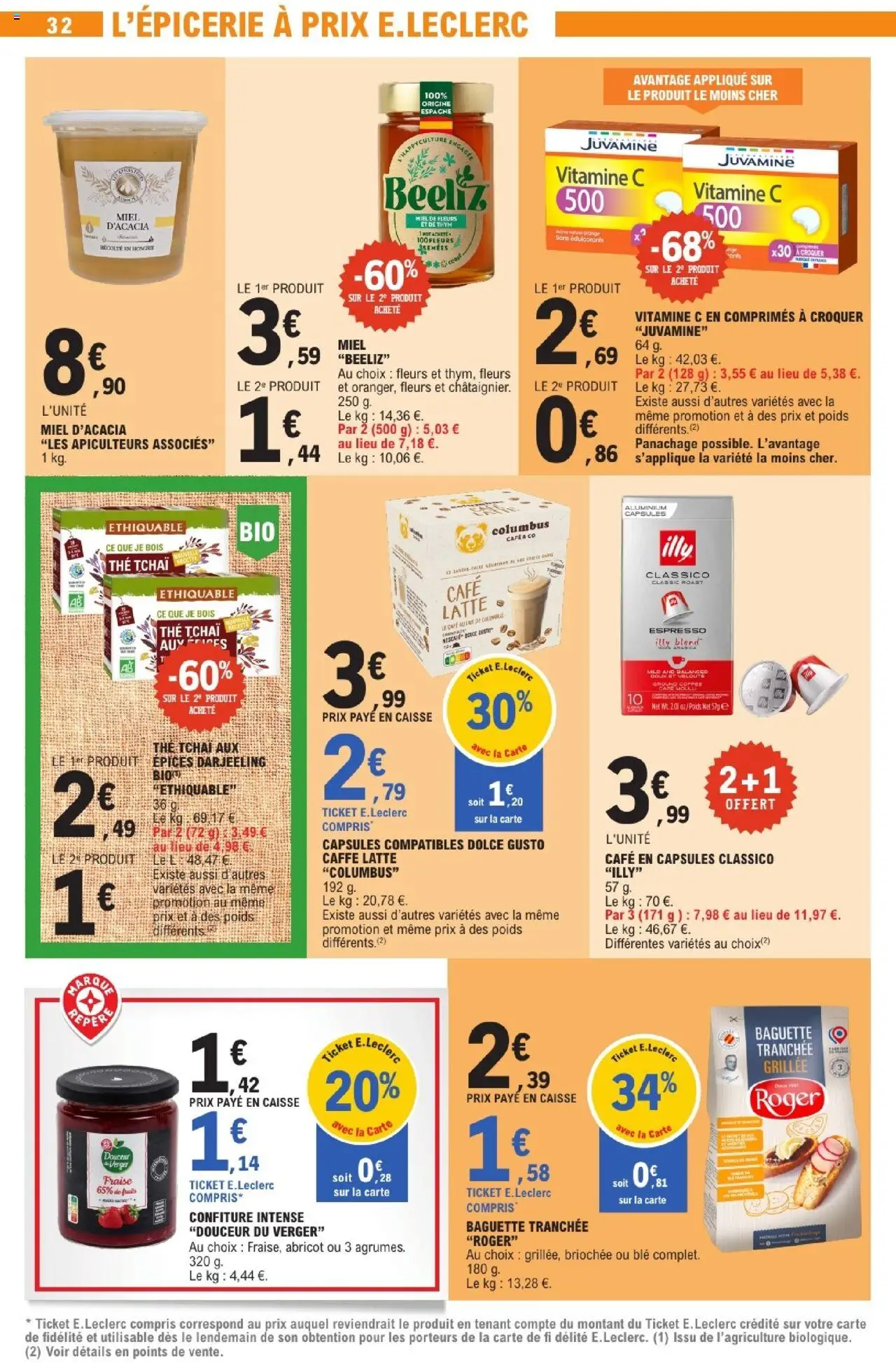 {H1} | Page: 32 | Produits: Poids, Dolce Gusto, Miel, Thé