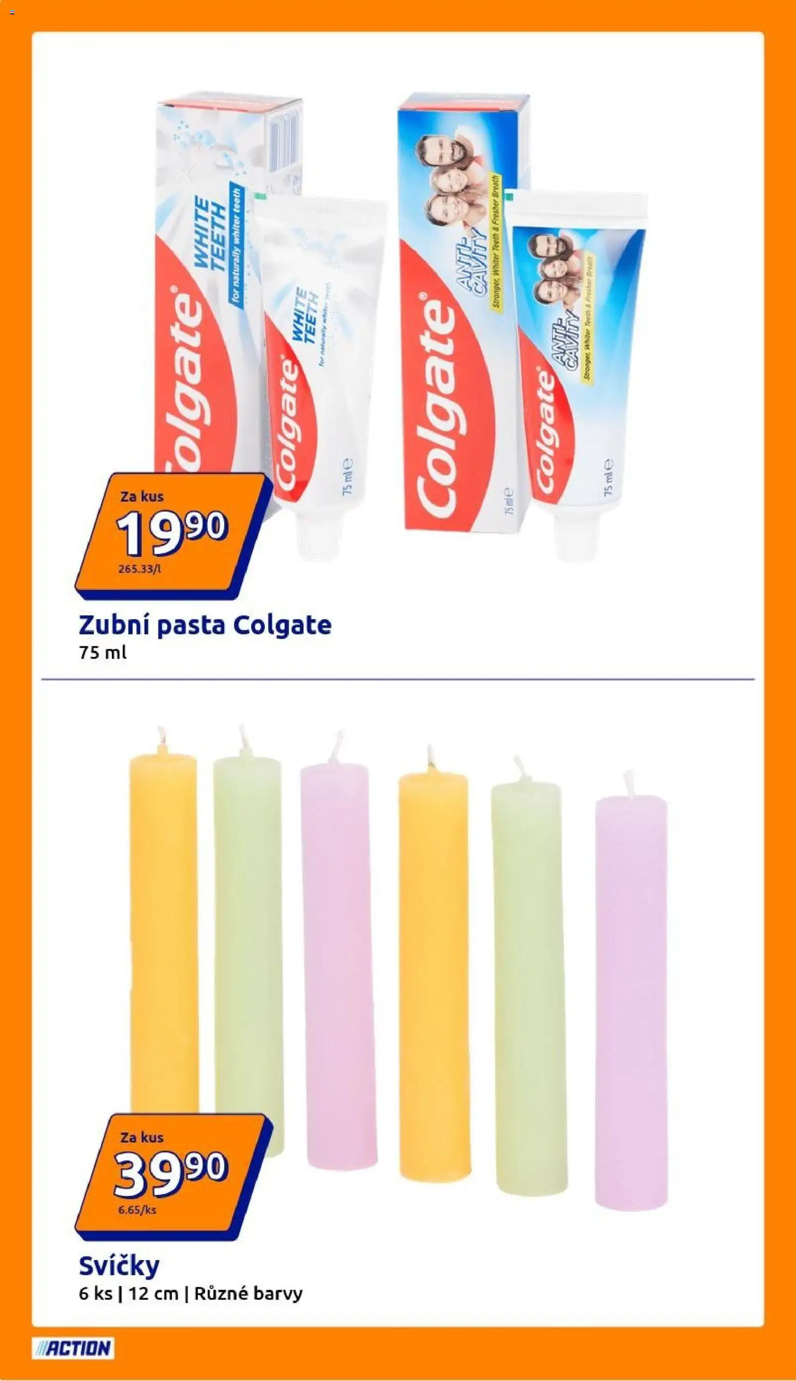 Action leták od 18.03.2026 | Strana: 4 | Produkty: Zubní pasta, Svíčky, Barvy