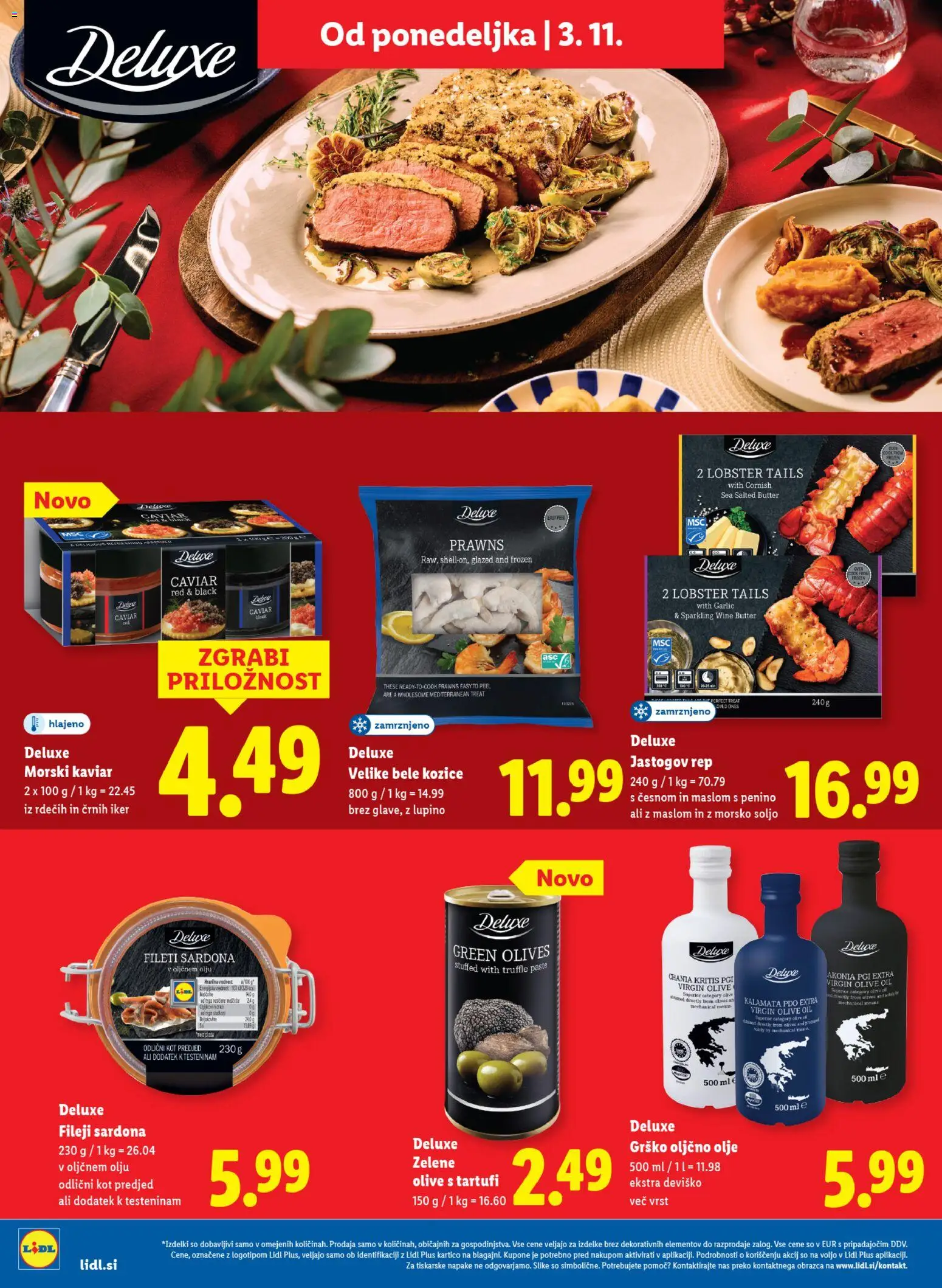 Novi Lidl katalog ponudbe – veljaven od 29.10.2025 | Stran: 48 | Izdelki: Kozice, Oljčno olje, Olive, Olje