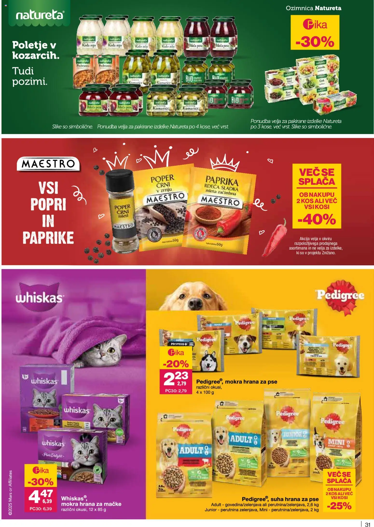 Novi Mercator katalog ponudbe – veljaven od 23.10.2025 | Stran: 31 | Izdelki: Hrana za mačke, Hrana za pse, Kos, Poper