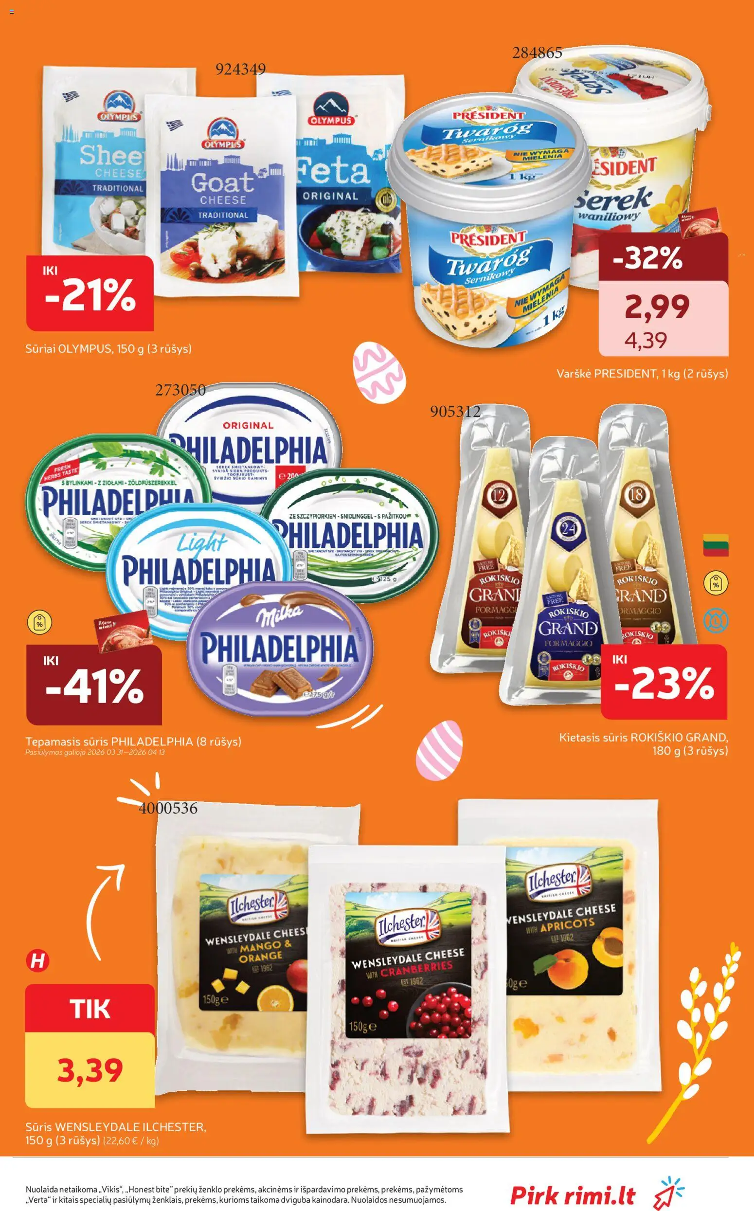 Rimi akcijos nuo 31.03.2026 | Puslapis: 3 | Prekių: Sūris, Varškė