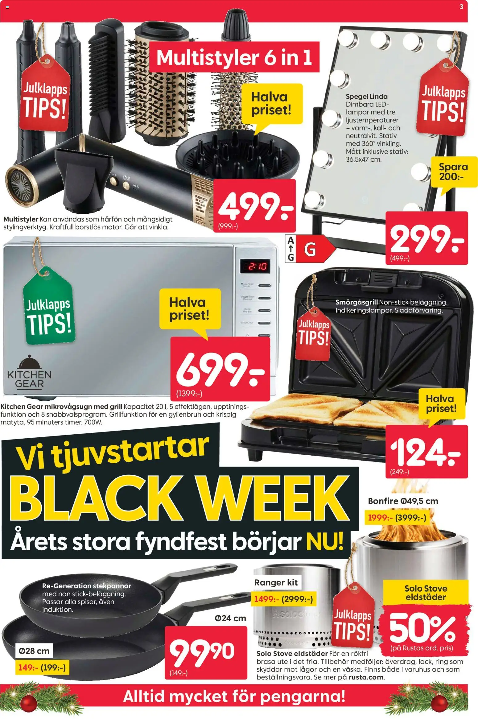 Rusta reklamblad aktuell från 17.11.2025 | Sida: 3 | Produkter: Grill, Smörgåsgrill, Ring, Mikrovågsugn