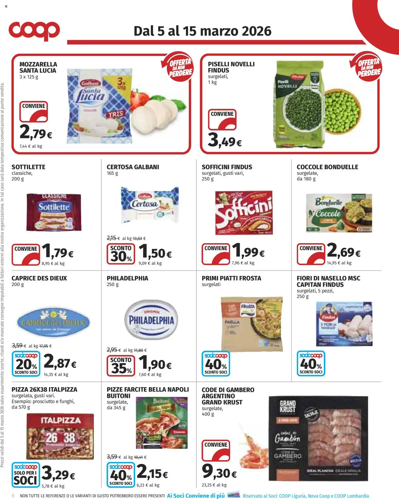 Volantino COOP del 05.03.2026 | Pagina: 6 | Prodotti: Pizza, Prosciutto, Data, Piselli