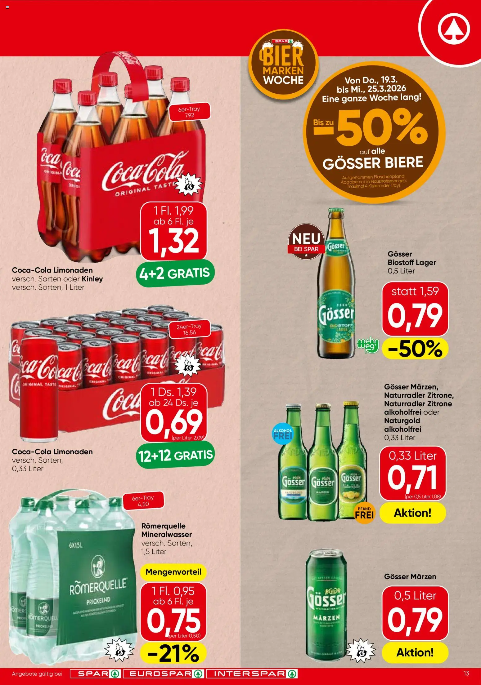 Spar Flugblatt - Niederösterreich gültig ab 19.03.2026 | Seite: 13 | Produkte: Zitrone, Bier