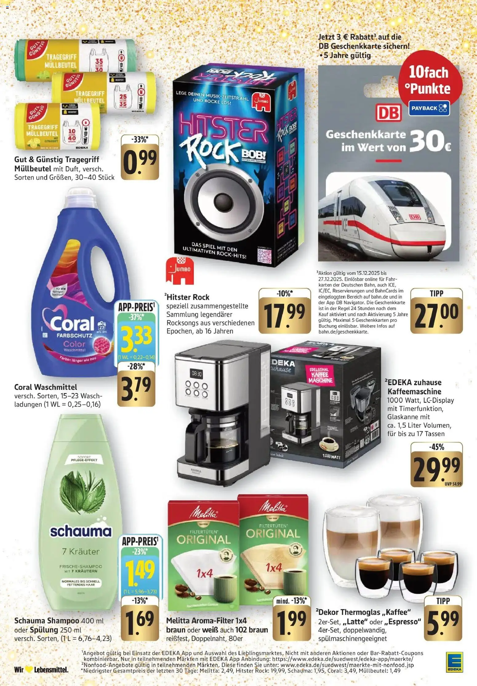 Edeka prospekt Weinheim	 – gültig ab 15.12.2025 | Seite: 31 | Produkte: Kaffeemaschine, Schauma shampoo, Kaffee, Rock