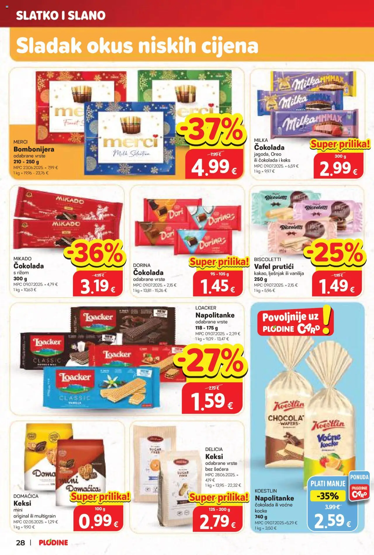 Plodine katalog | vrijedi od 22.10.2025 | Stranica: 28 | Proizvodi: Keksi, Čokolada, Bombonijera, Napolitanke