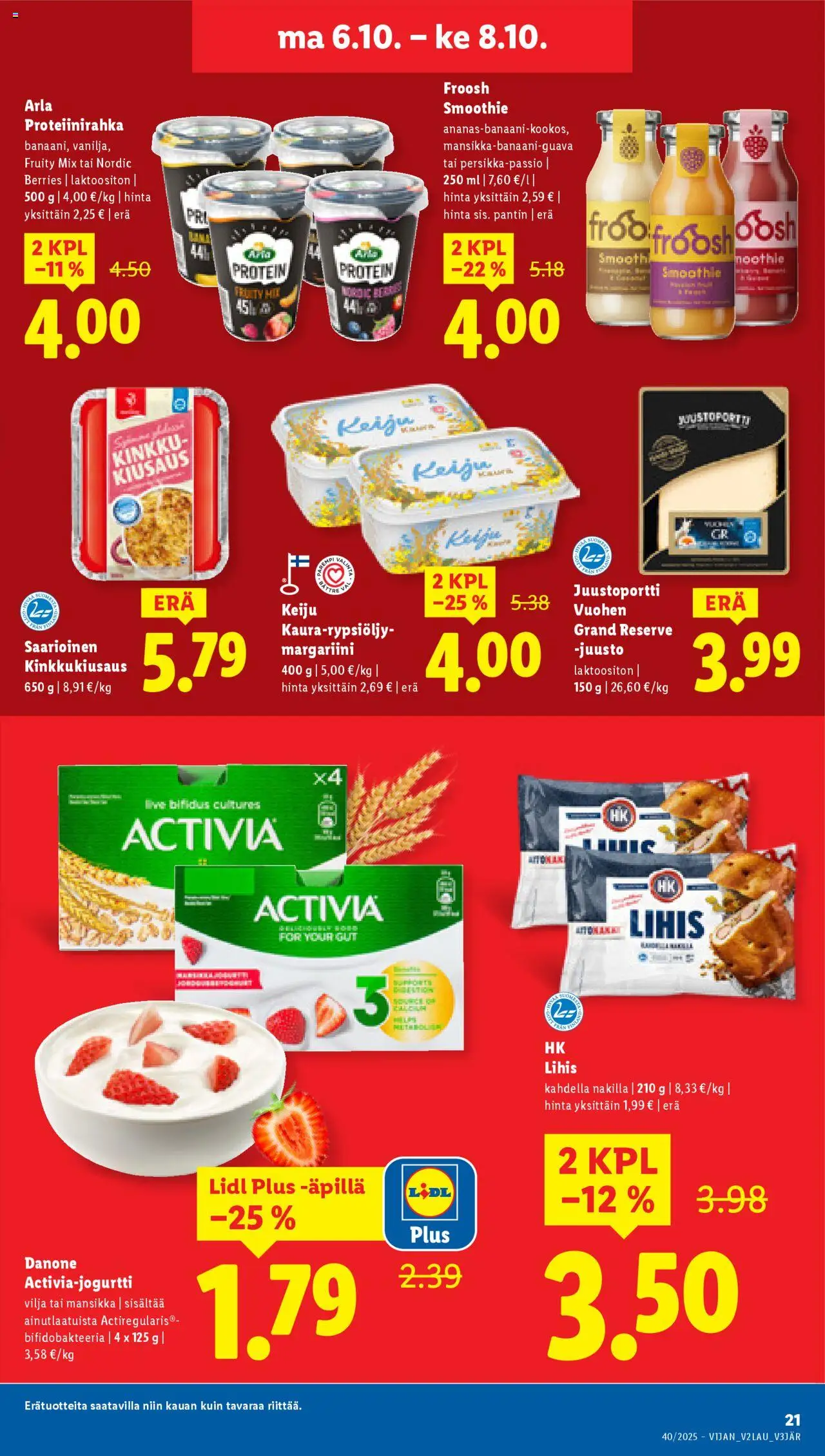 Lidl tarjoukset – voimassa 02.10.2025 alkaen | Sivu: 29 | Tuotteet: Margariini, Juusto, Kinkku