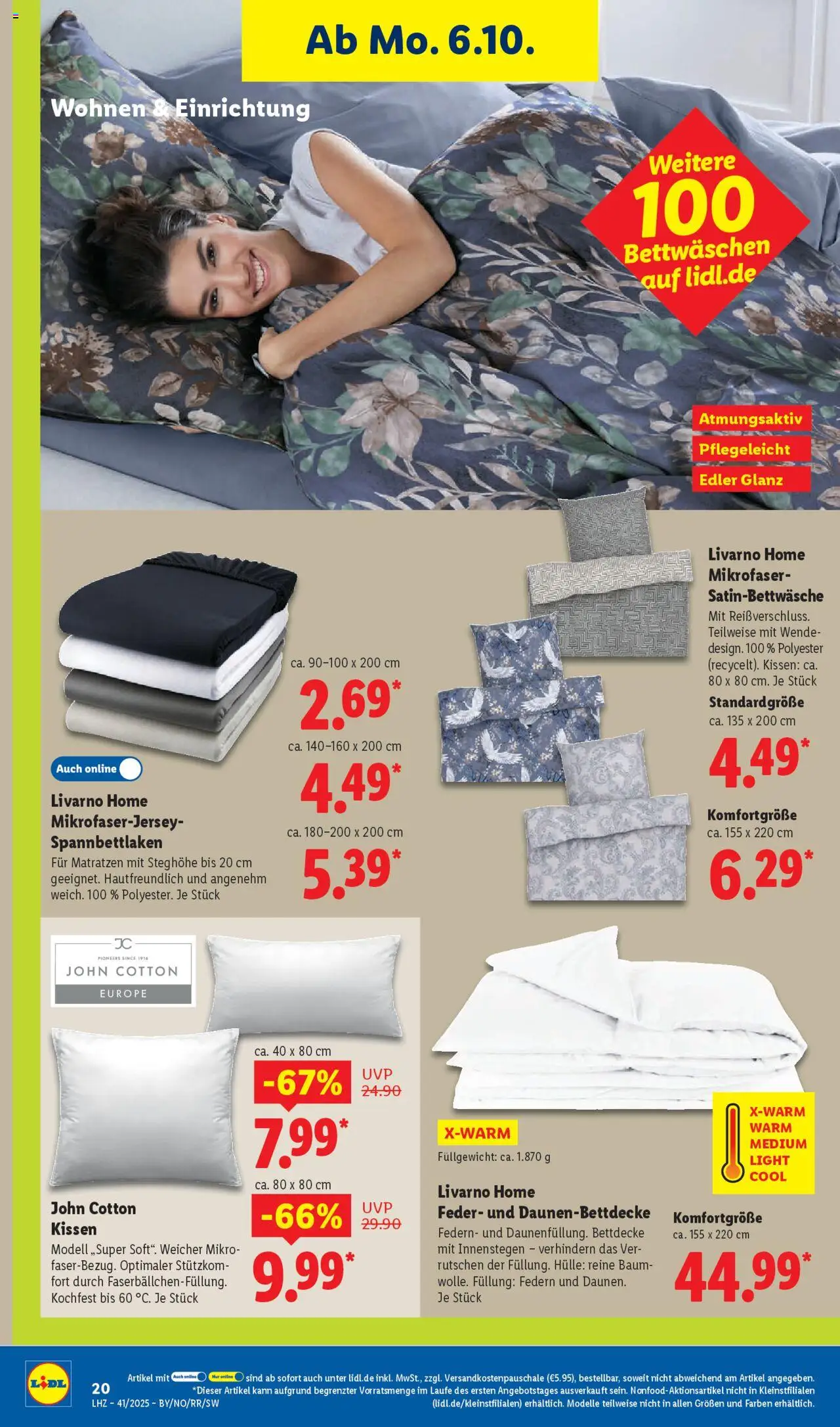 Lidl Prospekt Düsseldorf – gültig ab 06.10.2025 | Seite: 34 | Produkte: Hülle, Kissen, Bettdecke