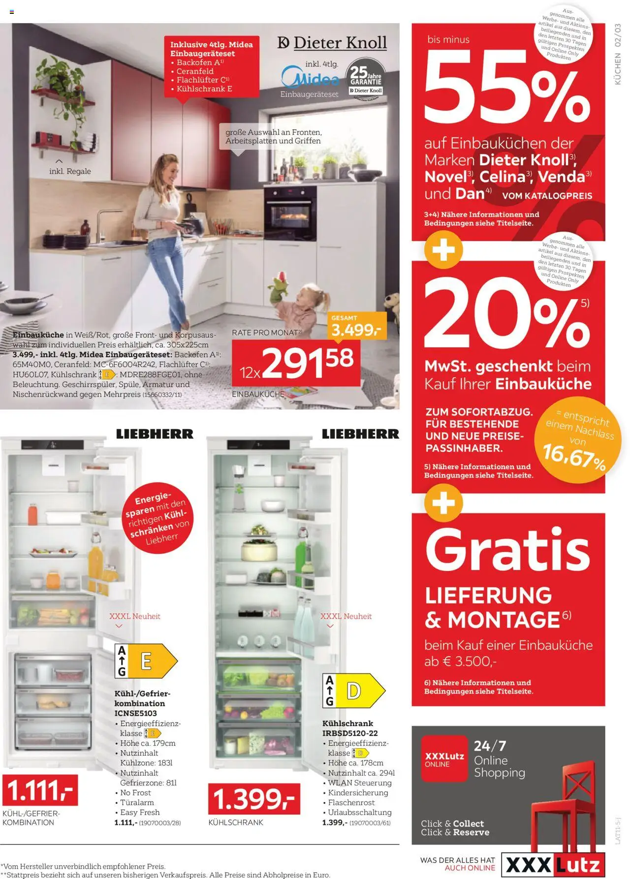 XXXLutz Einbauküche  gültig ab 30.09.2025 | Seite: 3 | Produkte: Kühlschrank