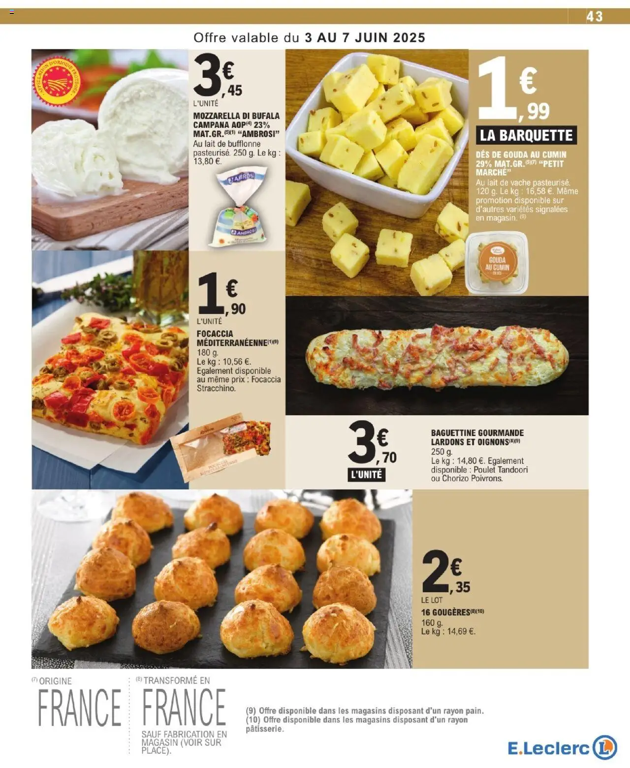  | Page: 43 | Produits: Chorizo, Mozzarella, Cumin, Gouda