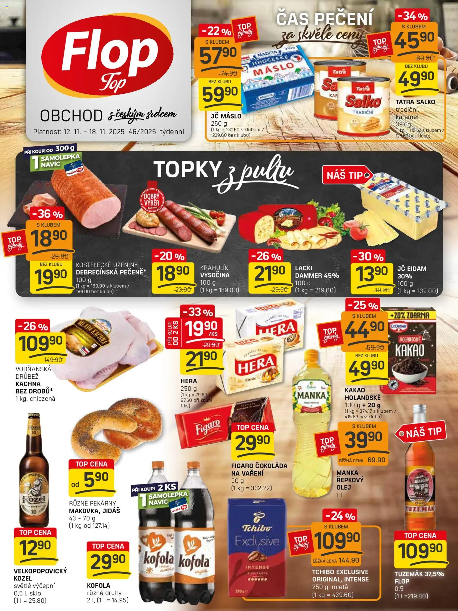 Flop leták - FlopTop od 12.11.2025 | Strana: 1 | Produkty: Kozel, Uzeniny, Kachna, Tuzemák