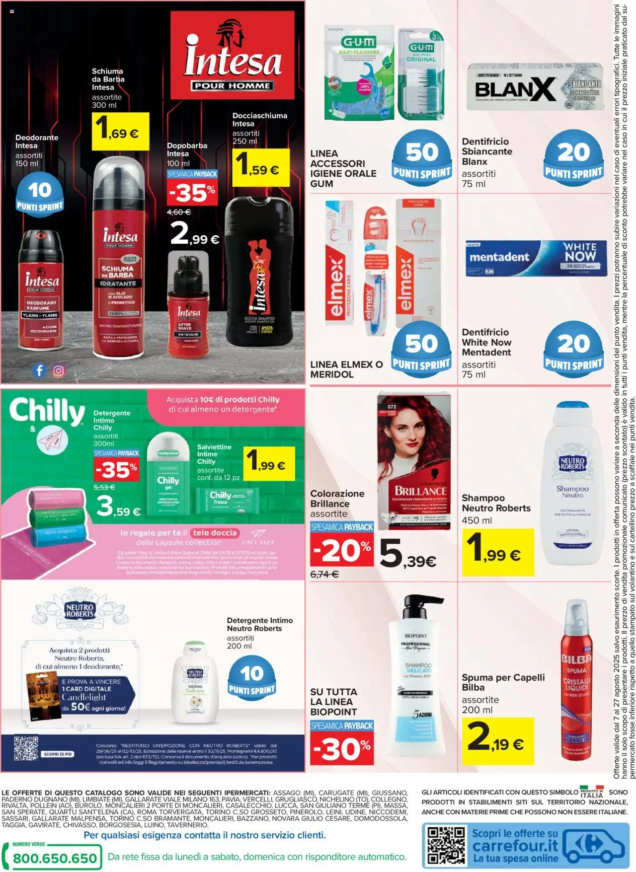 Volantino Carrefour del 07.08.2025 | Pagina: 4 | Prodotti: Schiuma da barba, Tè, Intimo, Scaffale