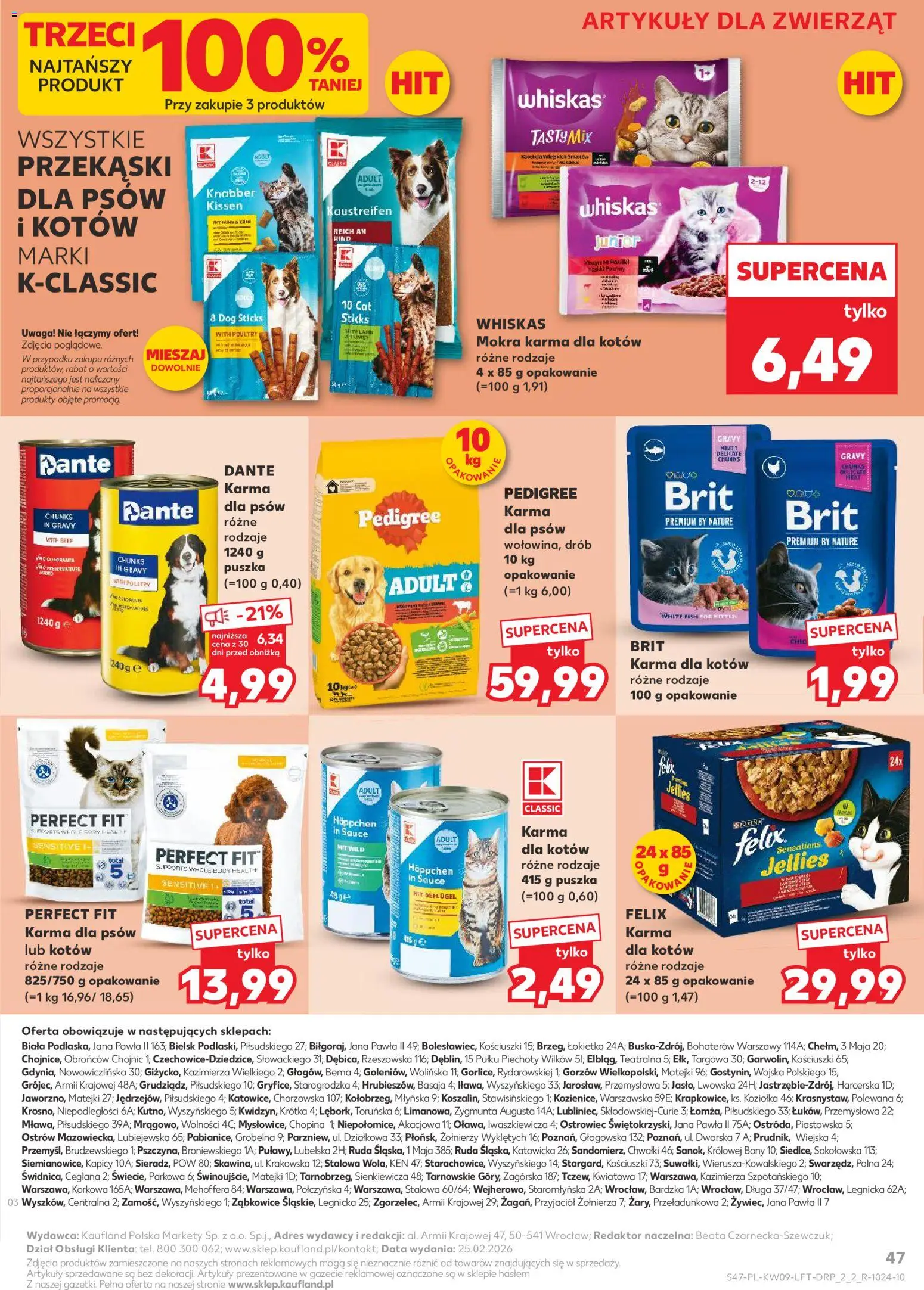 Kaufland gazetka od 26.02.2026 | Strona: 47 | Produkty: Pedigree, Karma dla kotów, Body, Karma dla psów