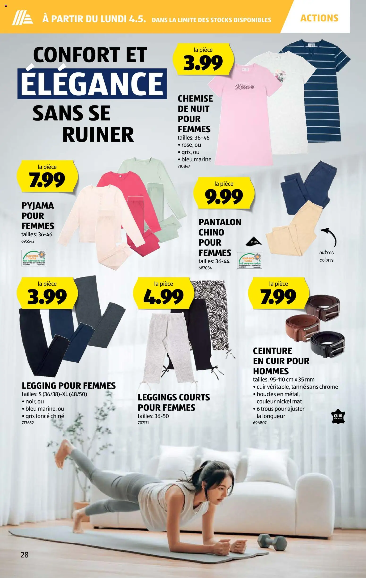 Aldi aktionen FR – gültig ab 30.04.2026 | Seite: 28 | Produkte: Leggings, Pyjama