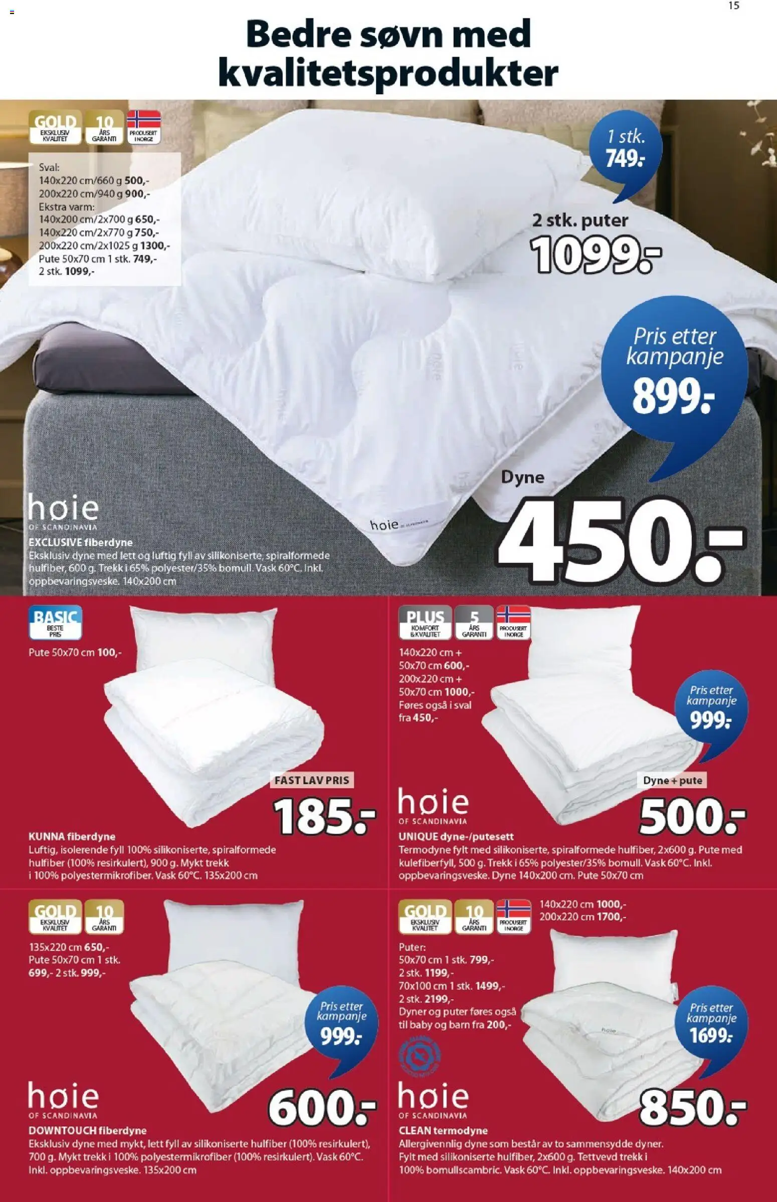 {H1} | Side: 15 | Produkter: Dyne, Vask, Суміш дитяча, Pute