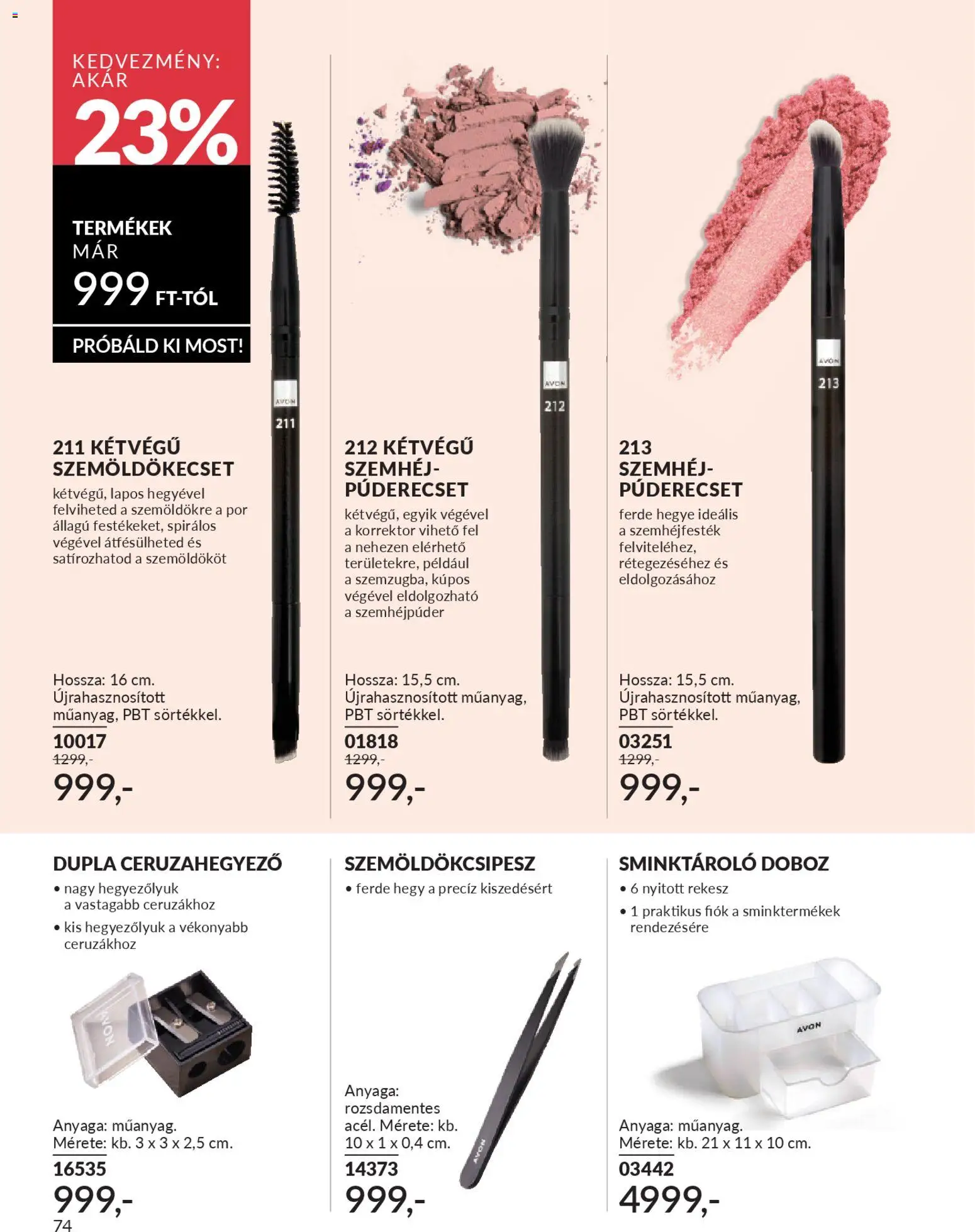 Avon akciós ujság - amely érvényes a következő dátumtól: 01.03.2026 | Oldal: 78 | Termékek: Ceruzahegyező, Szemöldökcsipesz, Púderecset, Korrektor