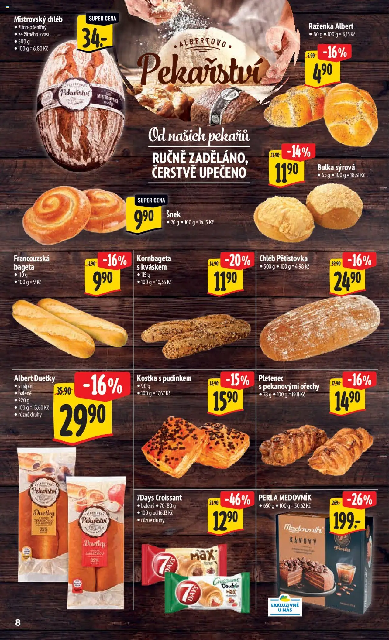 Albert leták - Hypermarket od 20.08.2025 | Strana: 16 | Produkty: Medovník, Croissant, Perla, Bageta