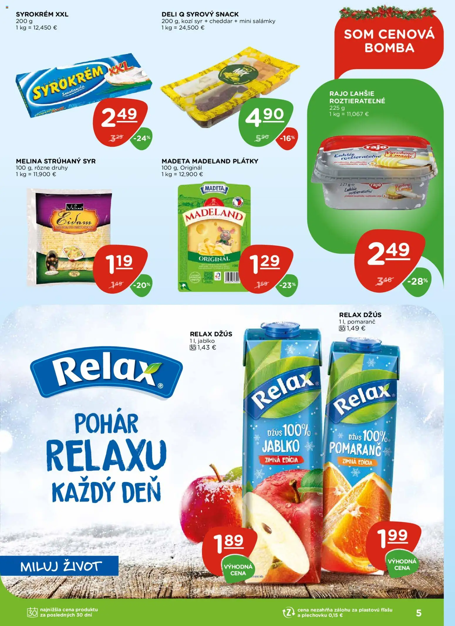 Nové Terno akcie – leták je platný od 18.12.2025 | Strana: 5 | Produkty: Syr, Džús