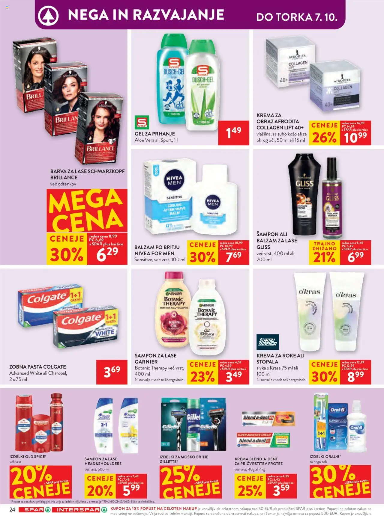 Novi Spar katalog ponudbe – veljaven od 01.10.2025 | Stran: 29 | Izdelki: Gel za prhanje, Balzam za lase, Krema za roke, Zobna pasta