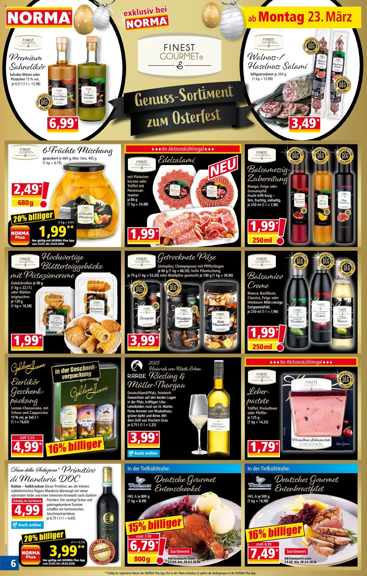 Norma Prospekt 	 – gültig ab 23.03.2026 | Seite: 6 | Produkte: Creme, Champignons, Pfeffer, Salami