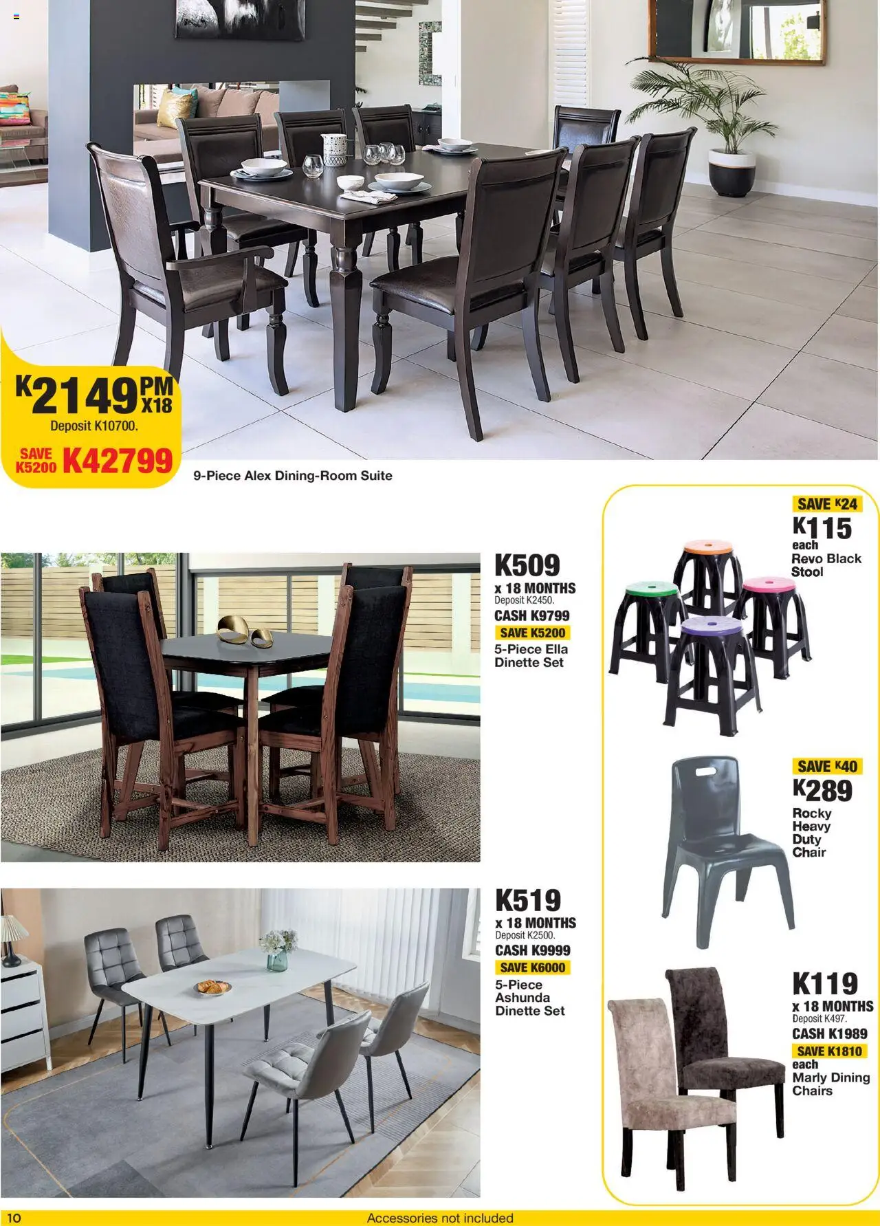 New OK Furniture catalogue – valid from 17.09.2025 | Page: 10 | Products: Stool, Chair, Dinette set