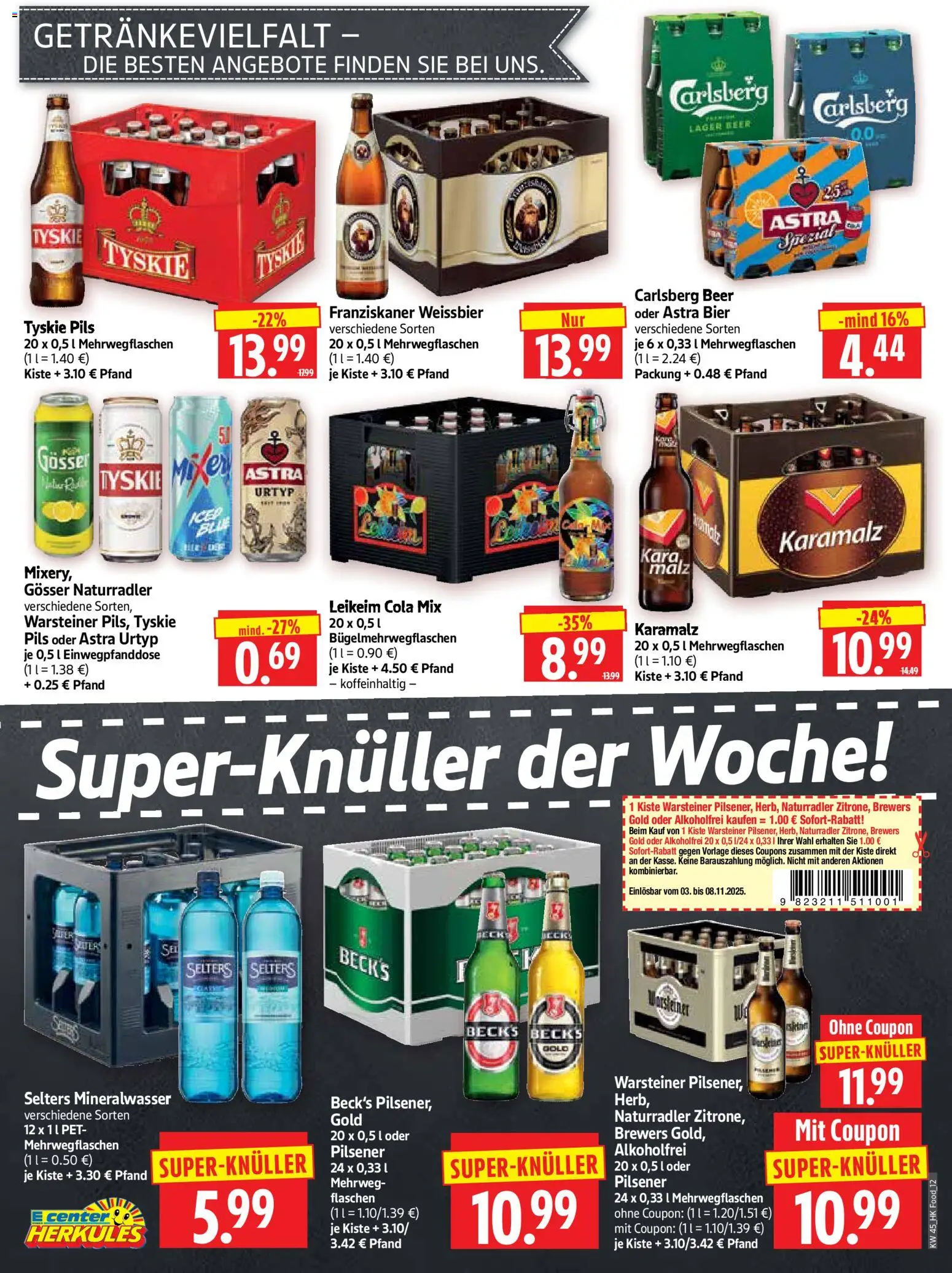 HERKULES Prospekt 	 – gültig ab 03.11.2025 | Seite: 12 | Produkte: Franziskaner, Carlsberg, Weißbier, Warsteiner