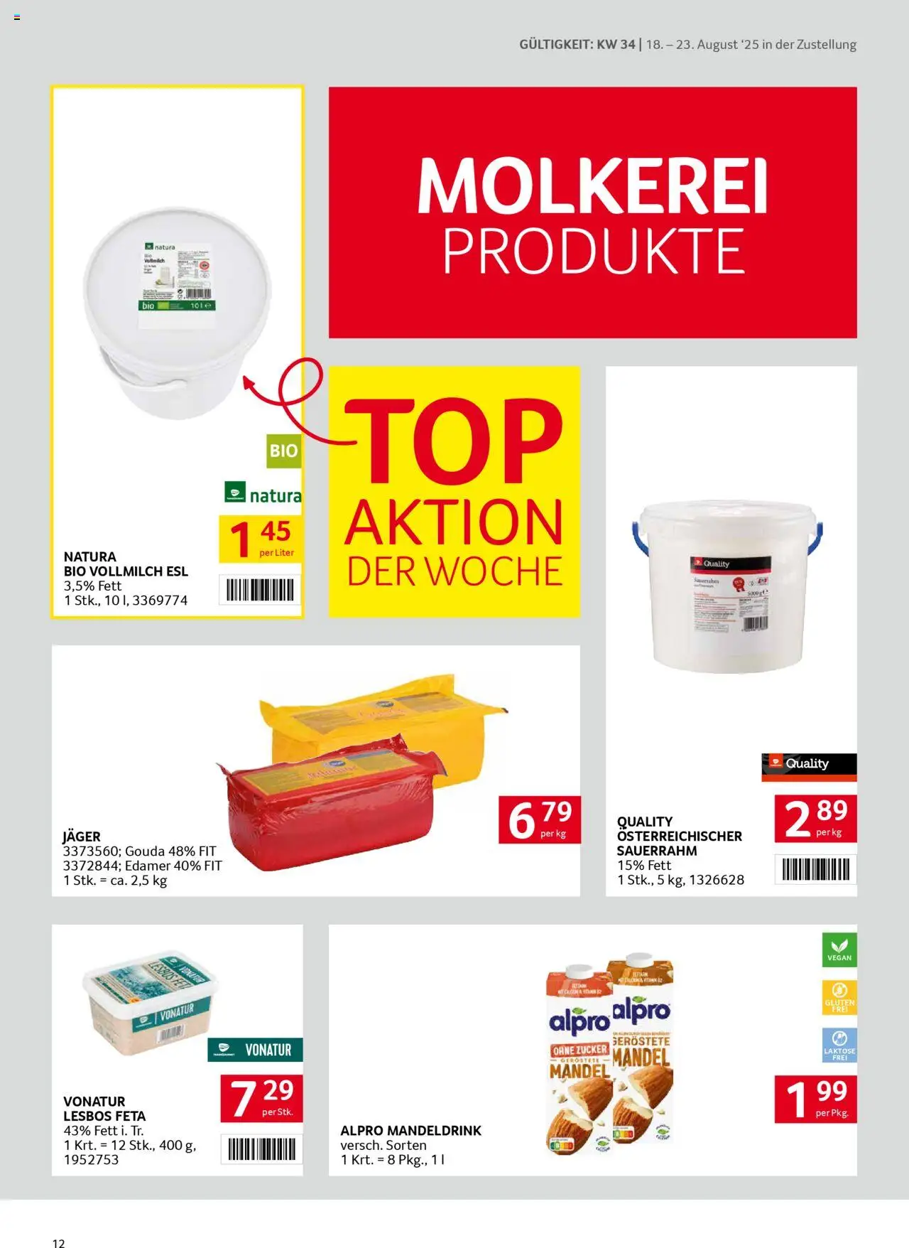 Transgourmet Zustellaktion gültig ab 17.08.2025 | Seite: 12 | Produkte: Zucker, Sauerrahm