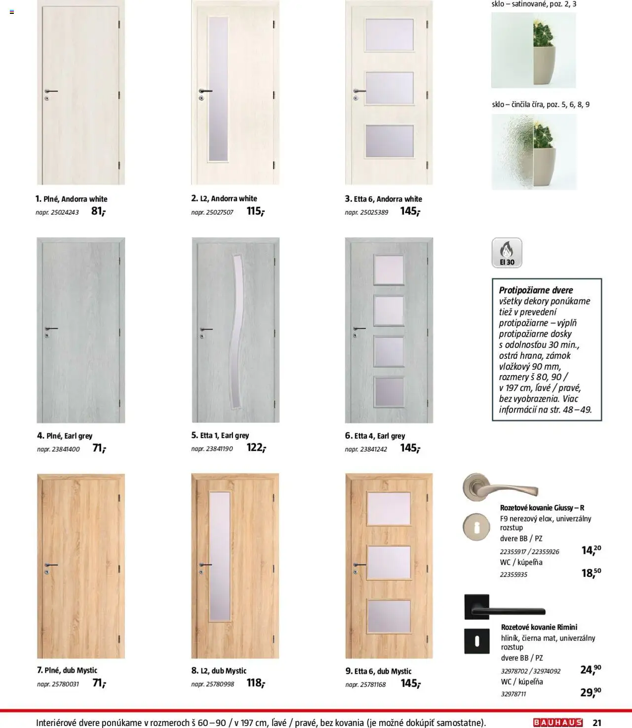 Nové Bauhaus akcie – leták je platný od 08.09.2025 | Strana: 21 | Produkty: Kúpelňa, Kovanie, Dvere, Interiérové dvere