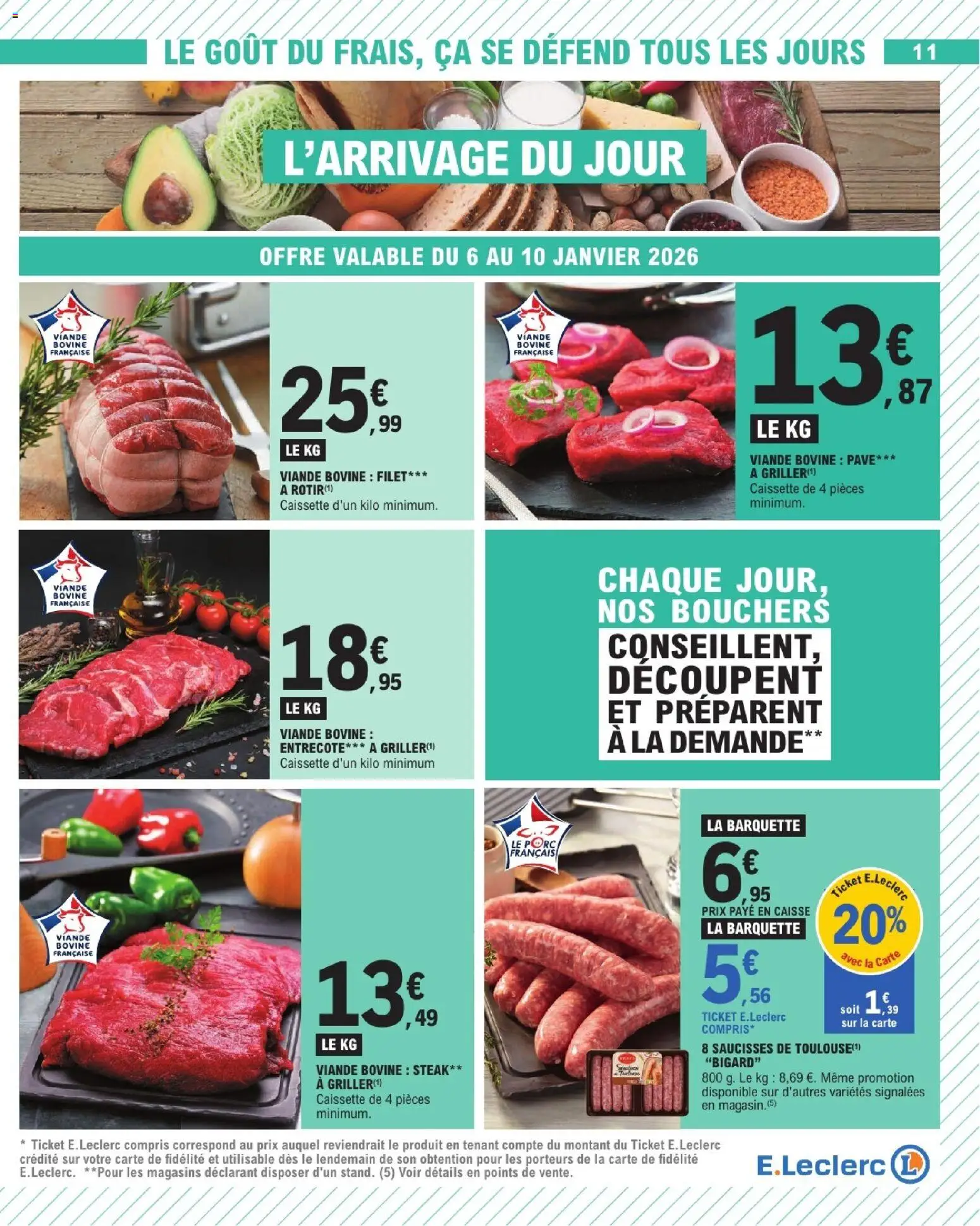 {H1} | Page: 11 | Produits: Entrecôte, Viande, Porc, Viande bovine
