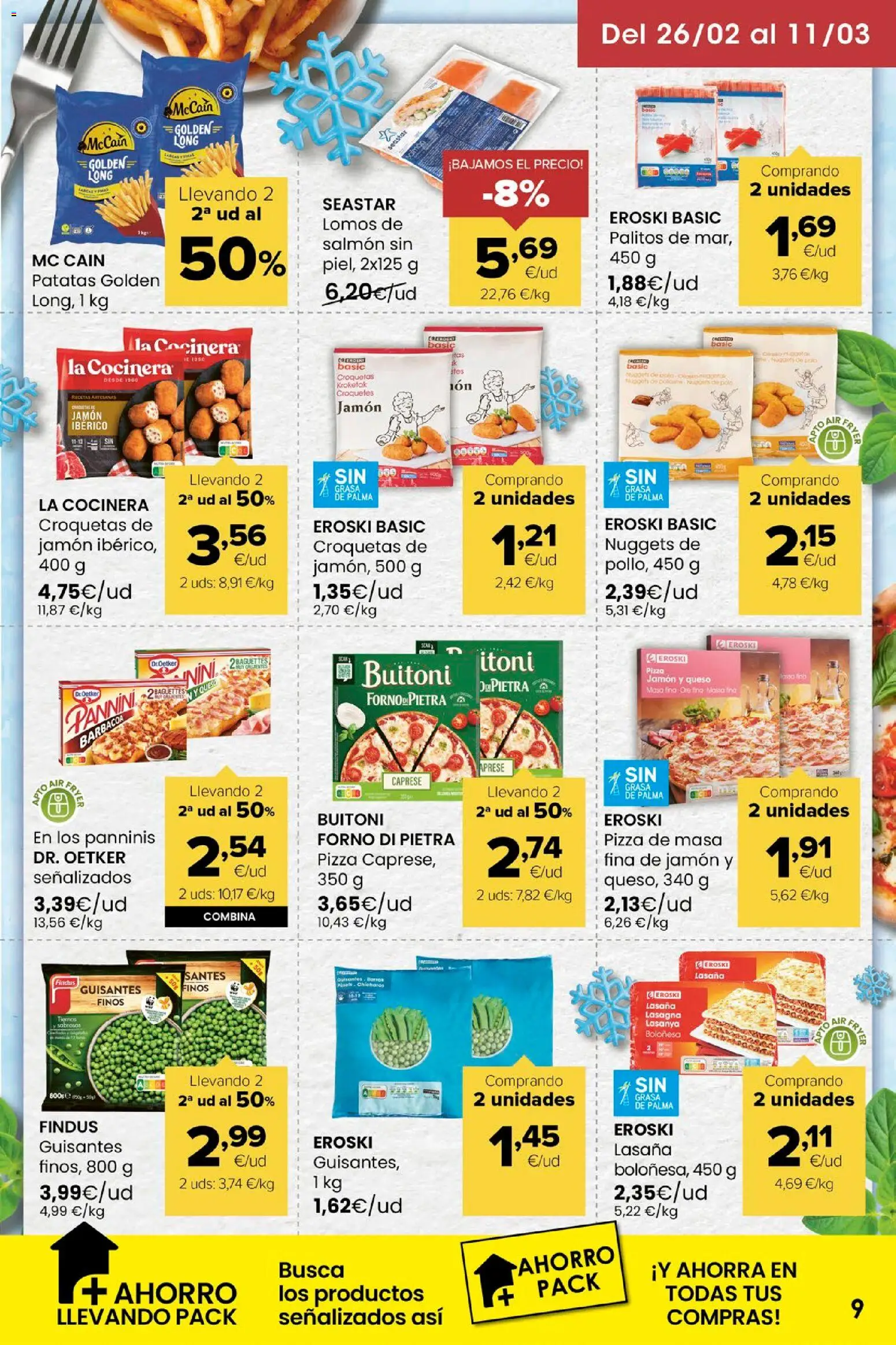 Eroski folleto │ válido desde el 26.02.2026 | Página: 9 | Productos: Queso, Jamón, Pizza, Lasaña