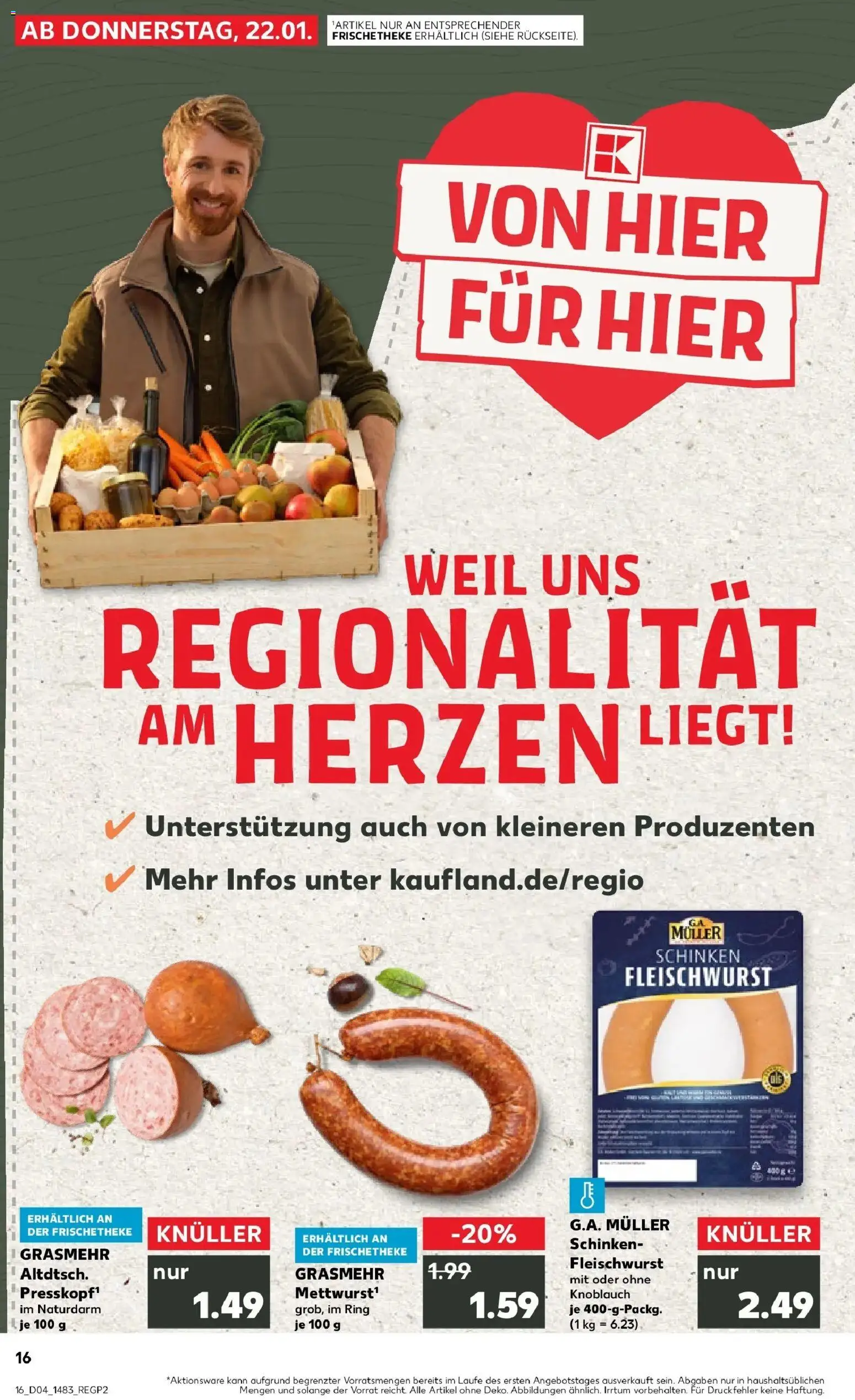 Kaufland prospekt Frankfurt Am Main	 – gültig ab 22.01.2026 | Seite: 16 | Produkte: Knoblauch, Schinken